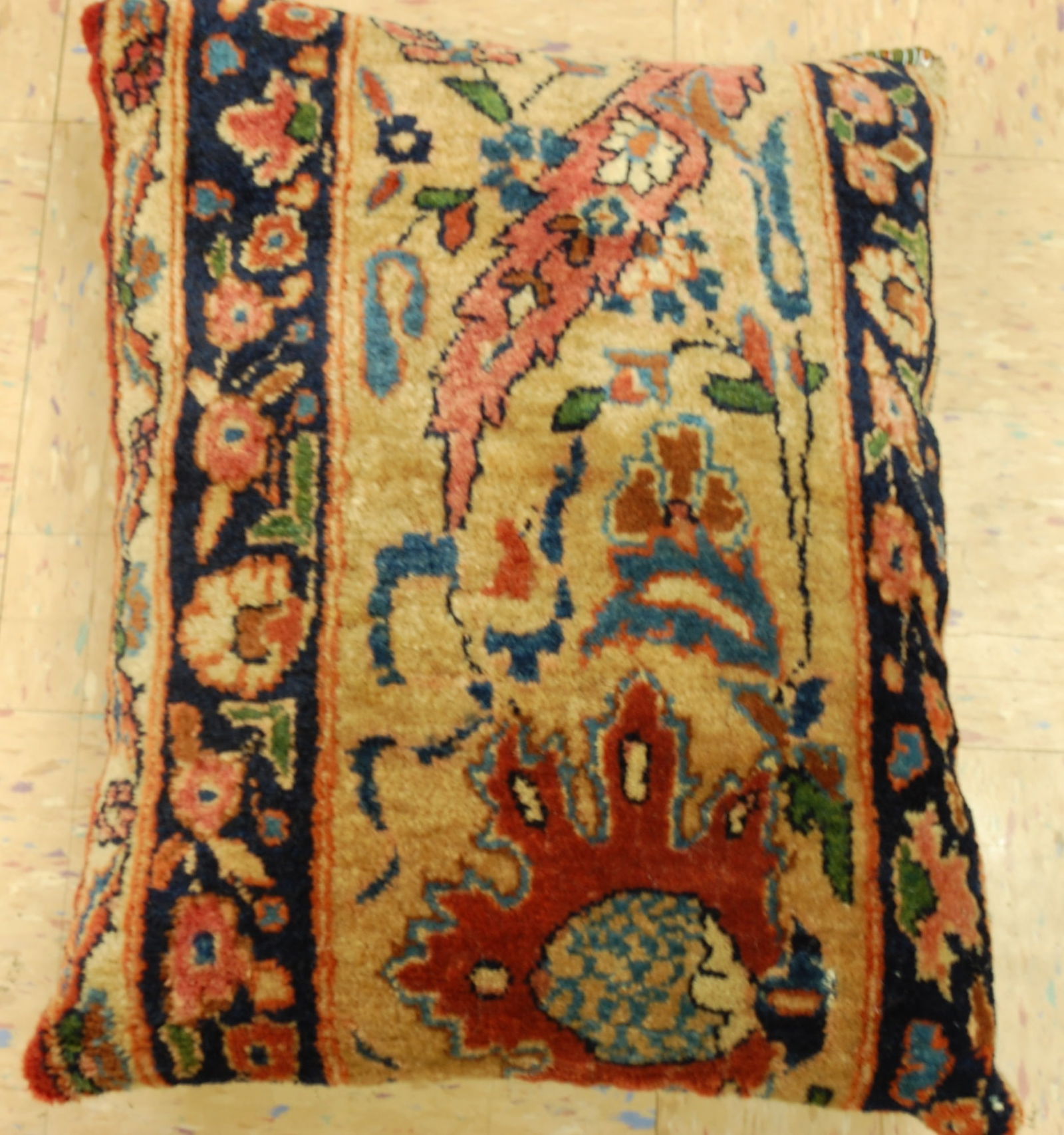 Hand-Made antique rug Pillow Cushion Rug 1'2" x 1' 8" - 5