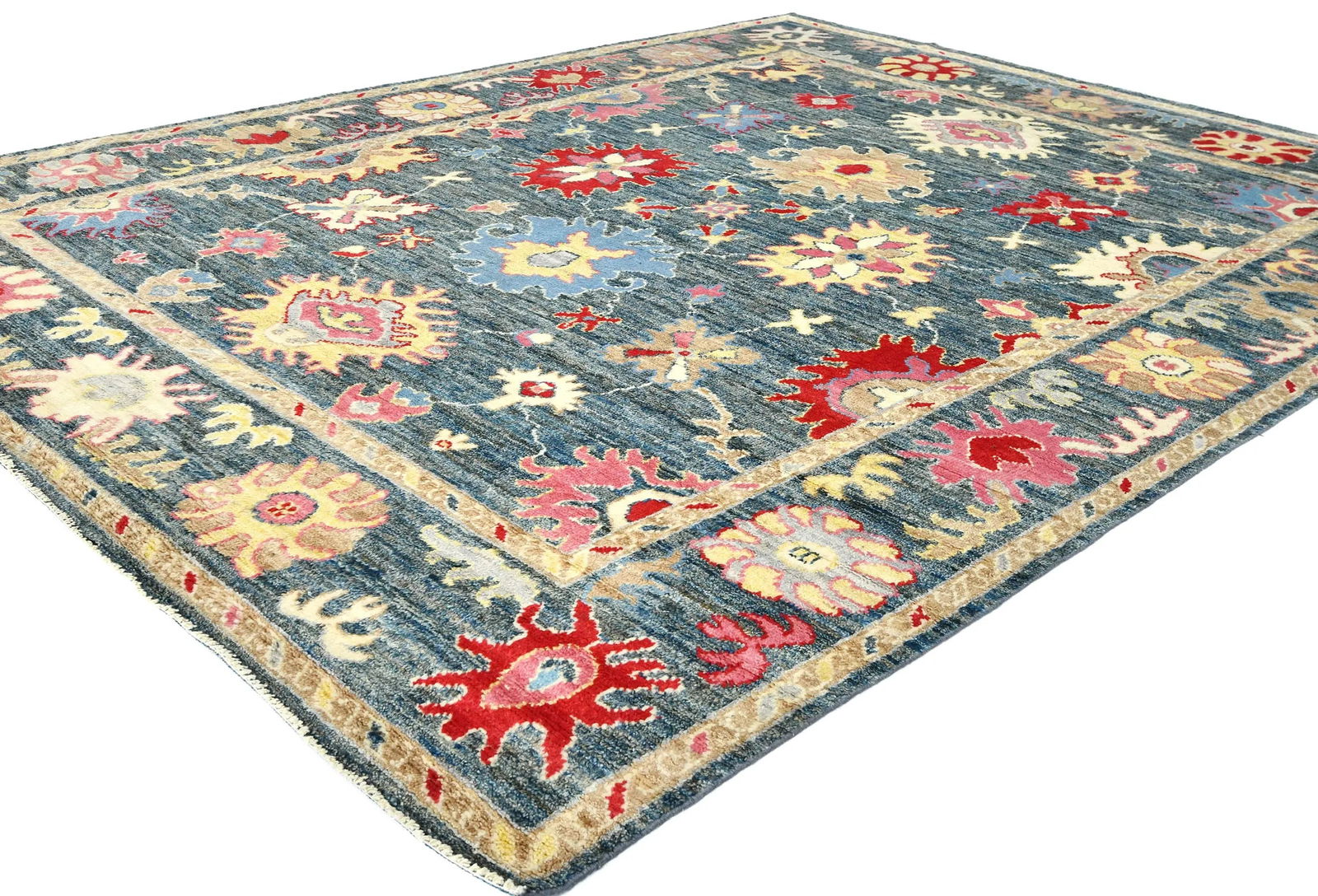 Muted Gray Floral 8X10 Oushak Oriental Rug - 3