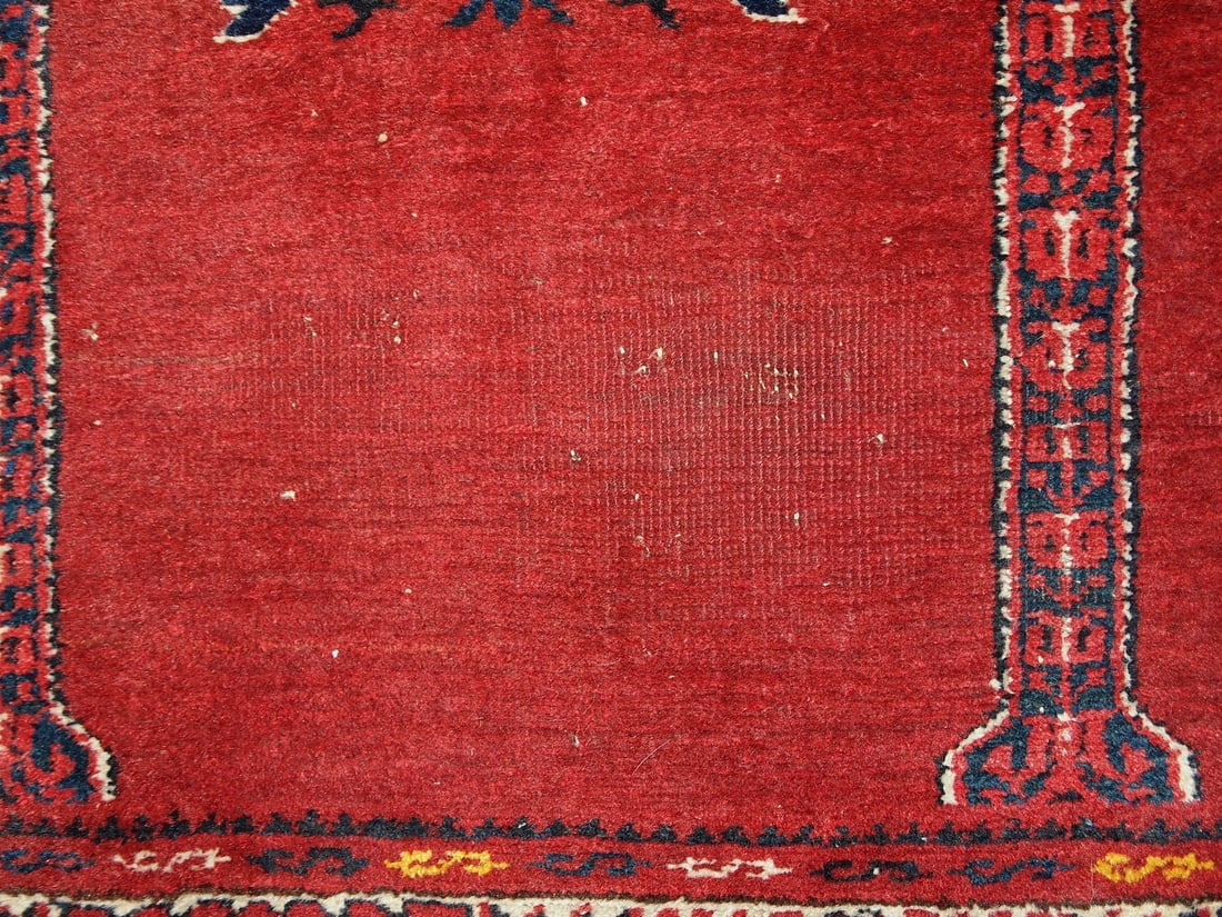 Handmade antique Turkish Anatolian prayer rug 2.6' x 3.7' (79cm x 112cm) 1940s - 4