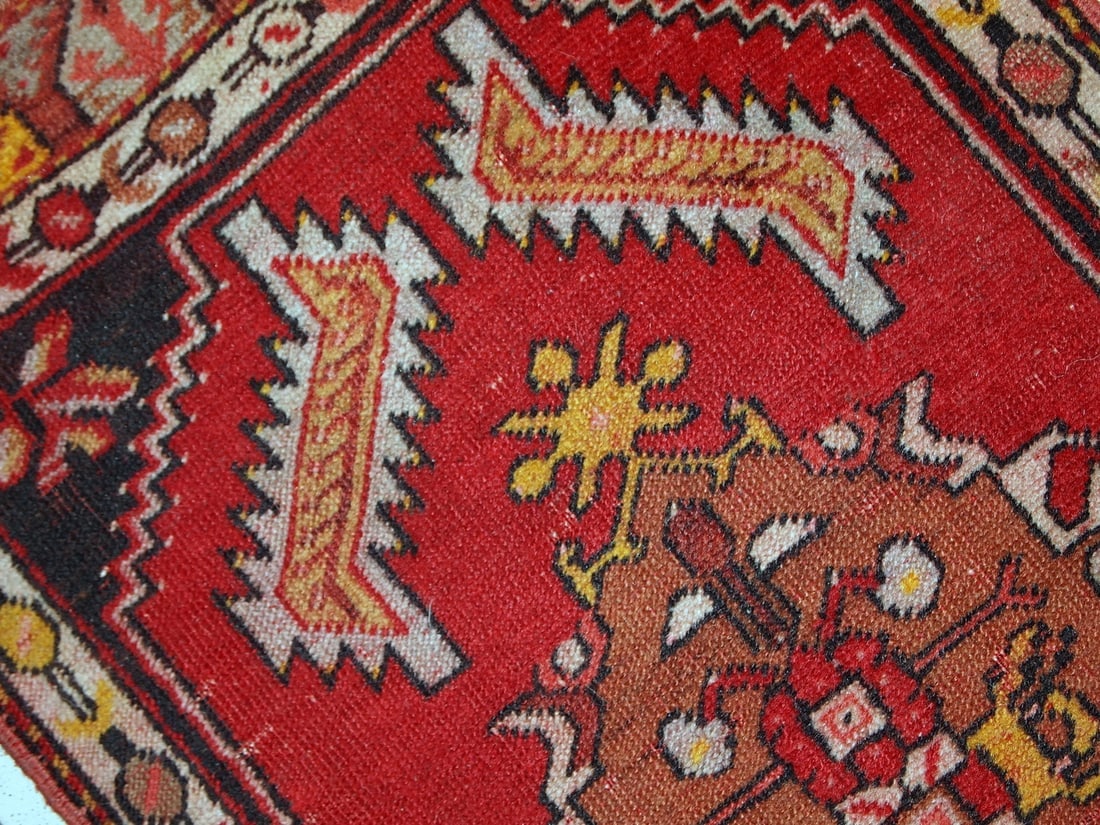 Handmade vintage Turkish Yastik rug 1.6' x 3.1' (50cm x 96cm) 1960s - 3