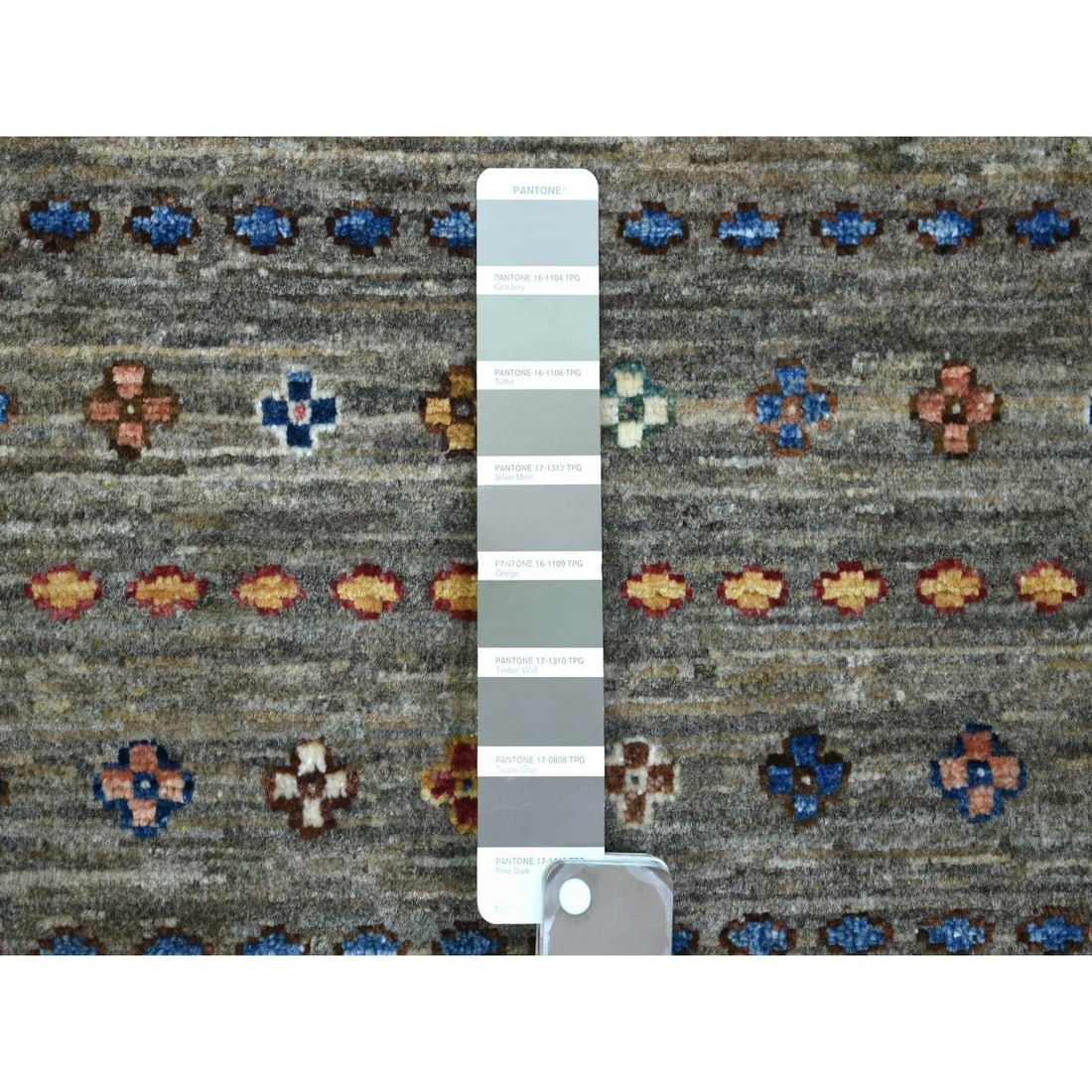 Taupe Gray Soft Wool, Hand Knotted Afghan Super Kazak, Runner Rug - 3