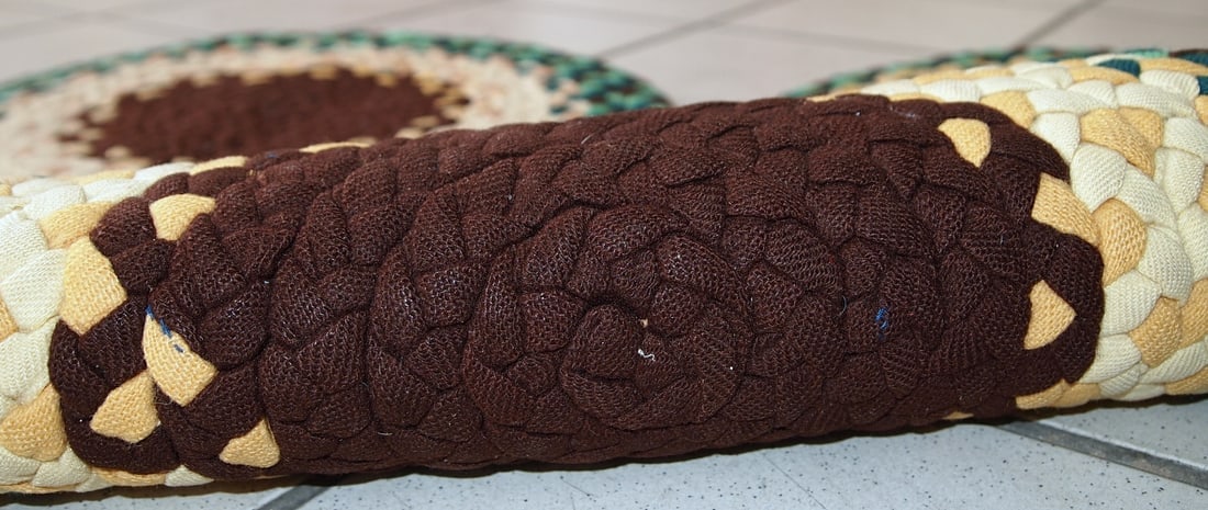 Handmade antique American Braided sit covers rugs 1.2' (38cm) 1940s - 6