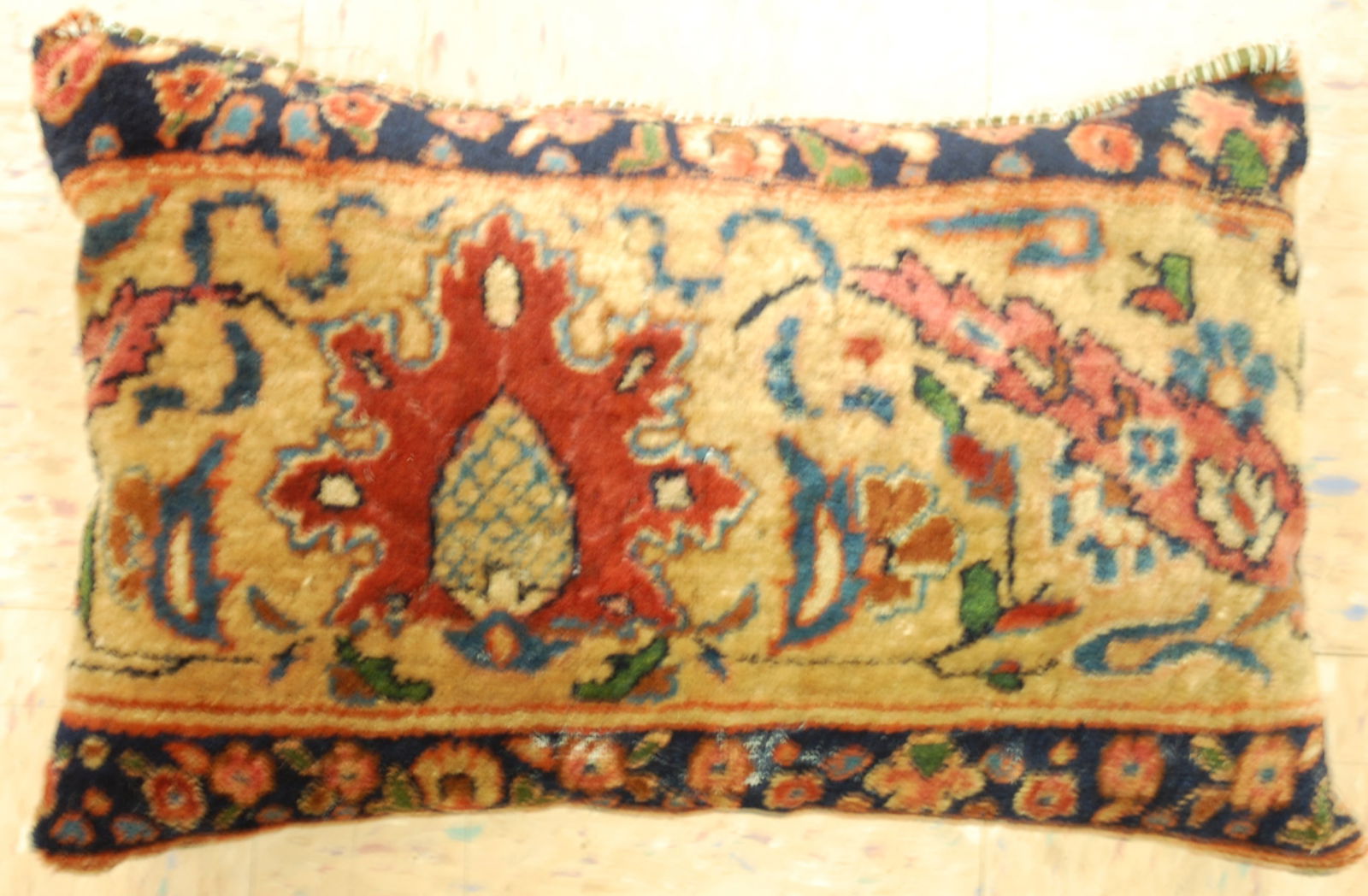 Hand-Made antique rug Pillow Cushion Rug 1'2" x 1' 8" (1 of 6)