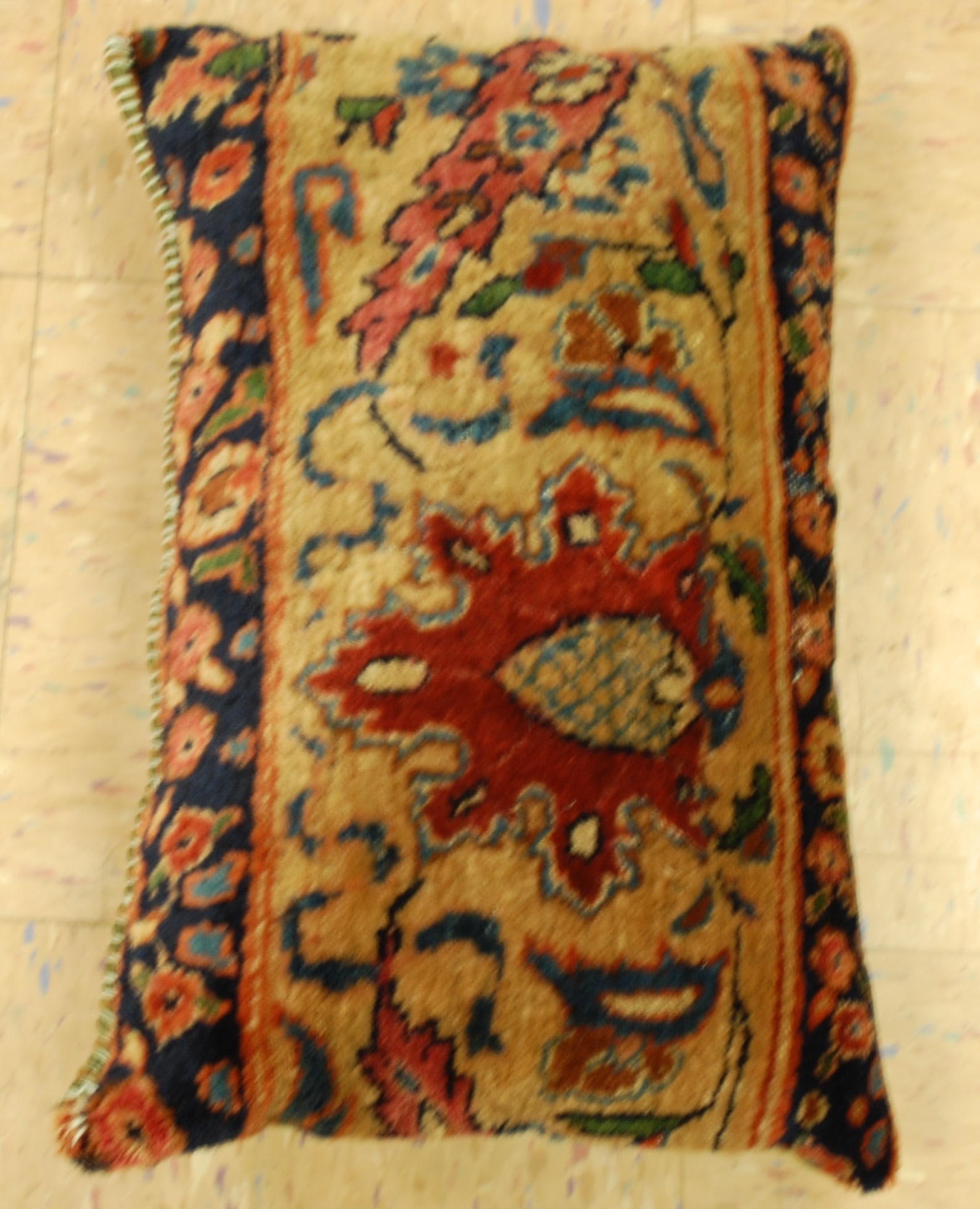 Hand-Made antique rug Pillow Cushion Rug 1'2" x 1' 8" - 5