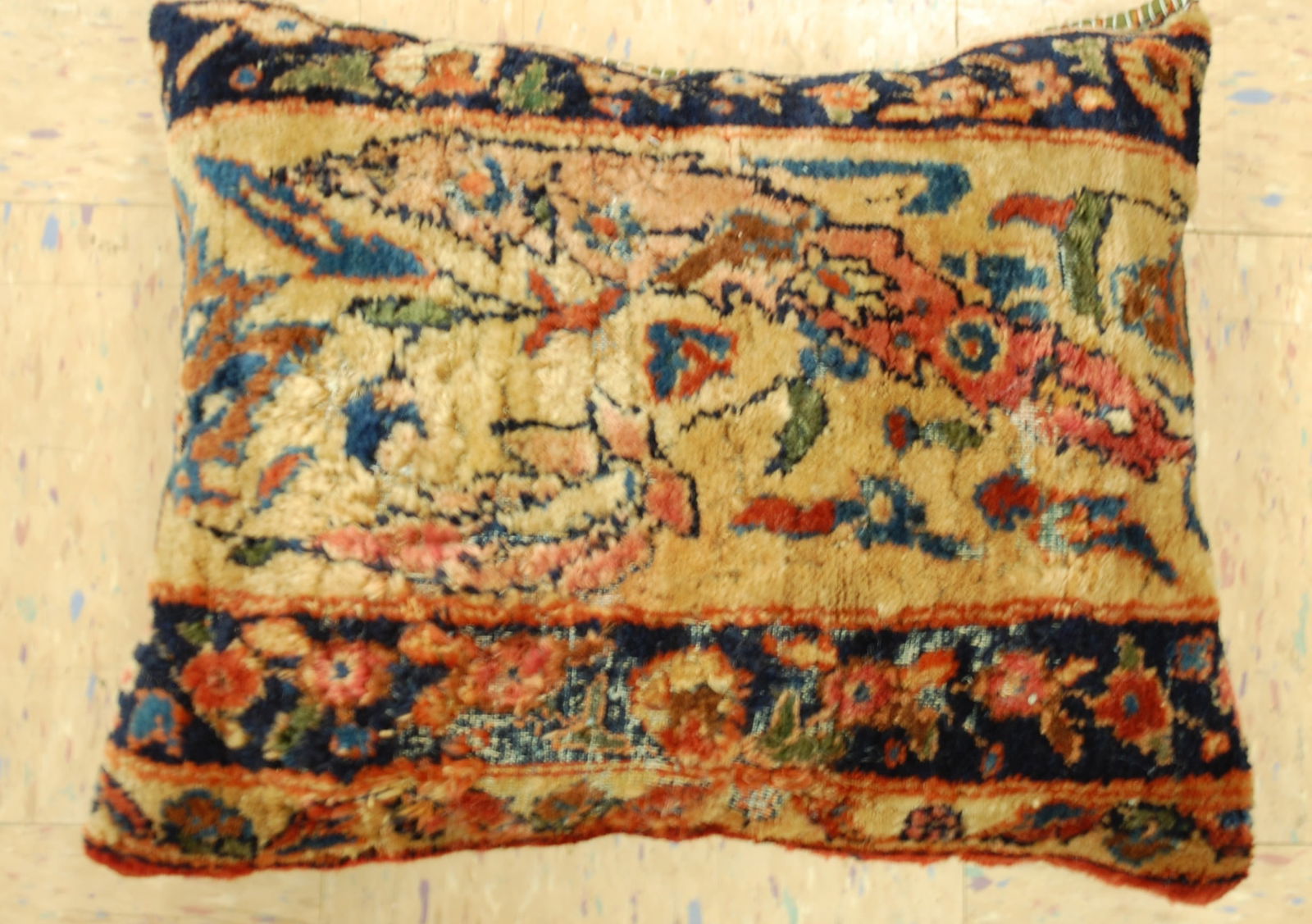 Hand-Made antique rug Pillow Cushion Rug 1'2" x 1' 8" (1 of 5)