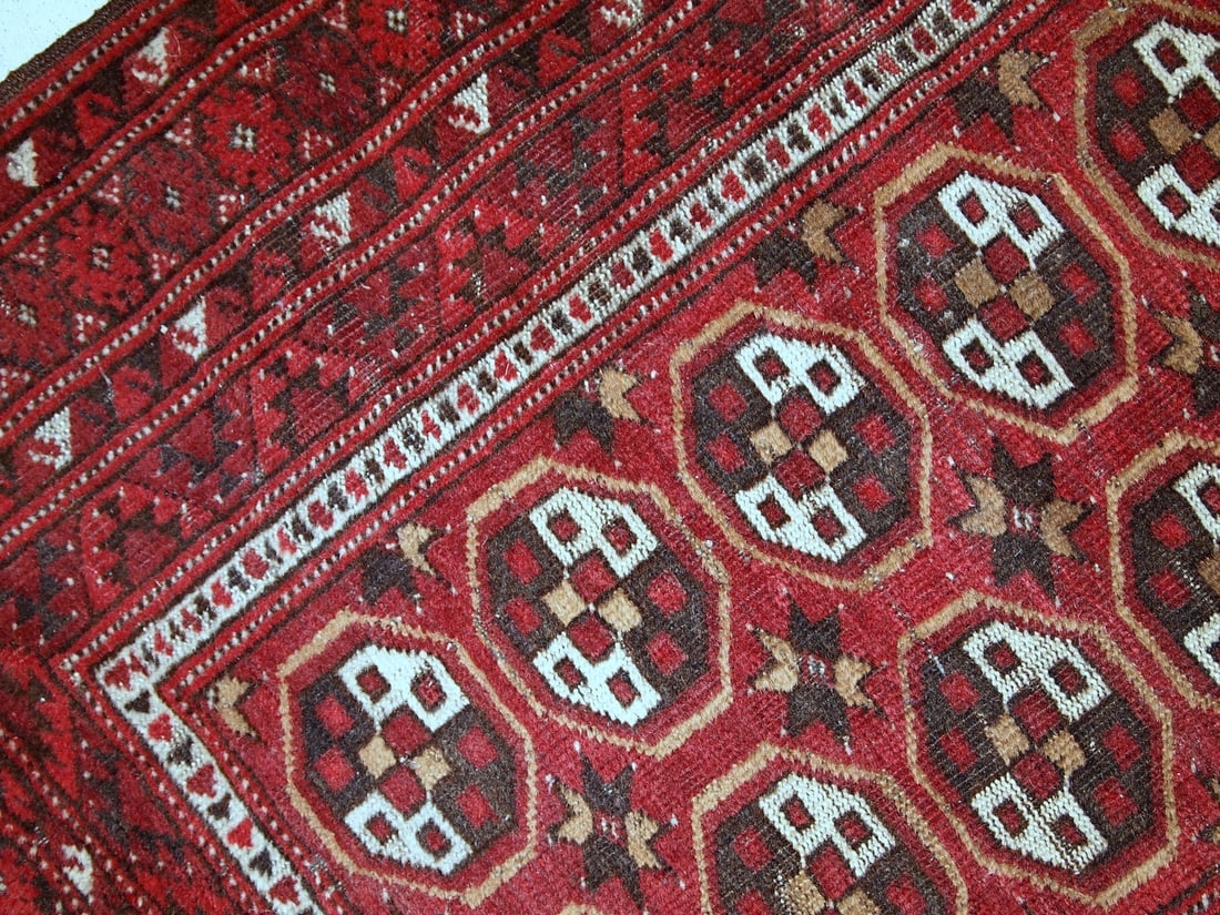 Handmade antique prayer Afghan Adraskand rug 2,7' x 3,7' ( 82cm x 115cm ) 1920 - 6