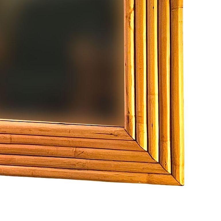 Restored Five-Strand Rectangle Rattan Mirror by Tropical Sun Rattan Company - 11