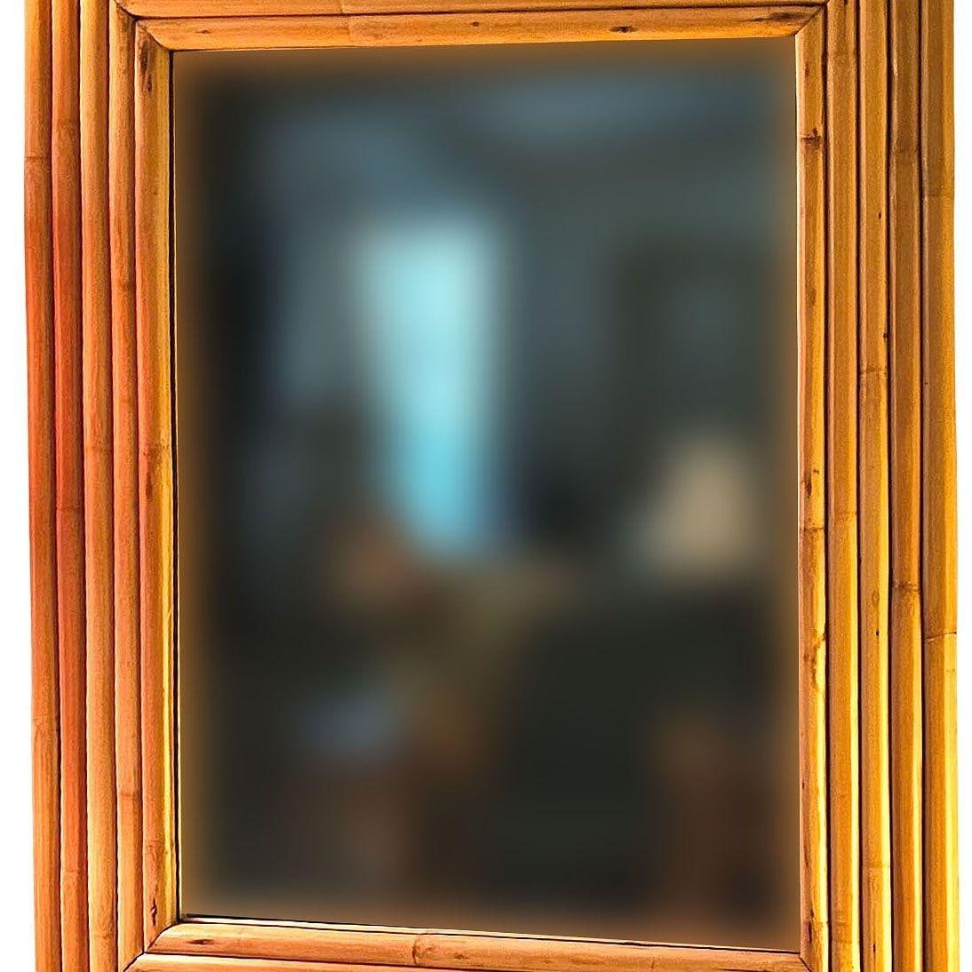 Restored Five-Strand Rectangle Rattan Mirror by Tropical Sun Rattan Company - 4