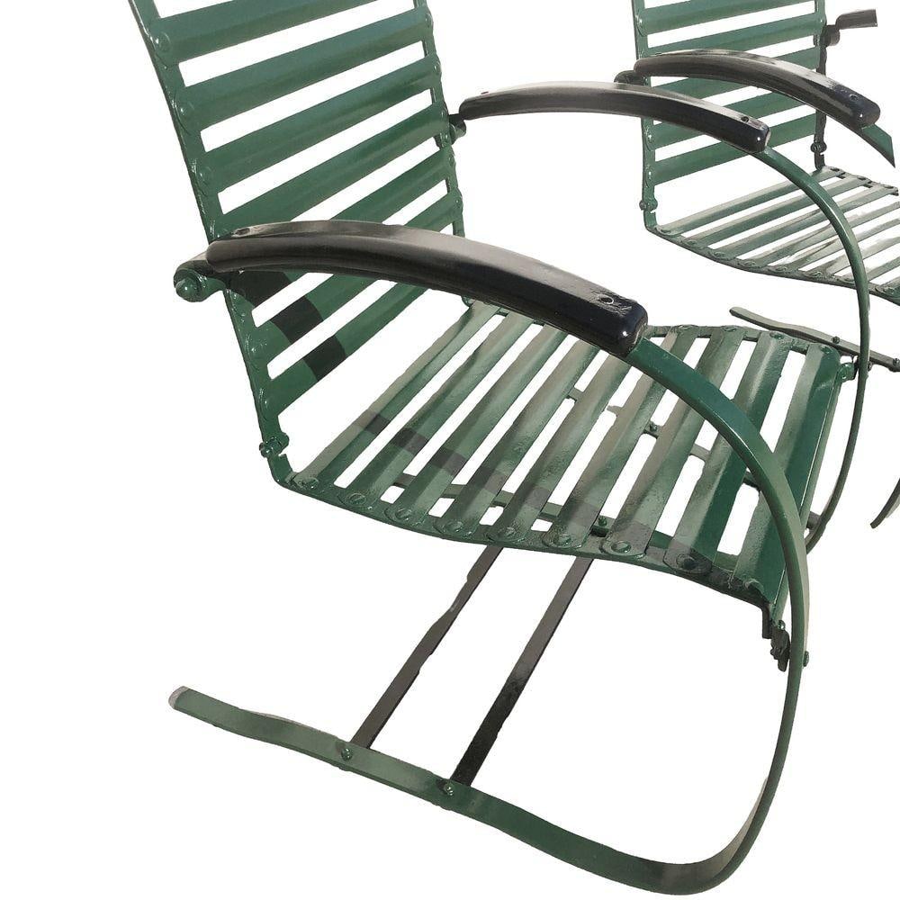 Mid-century Steel Springer Rocking Outdoor Patio Chair , Pair - 3