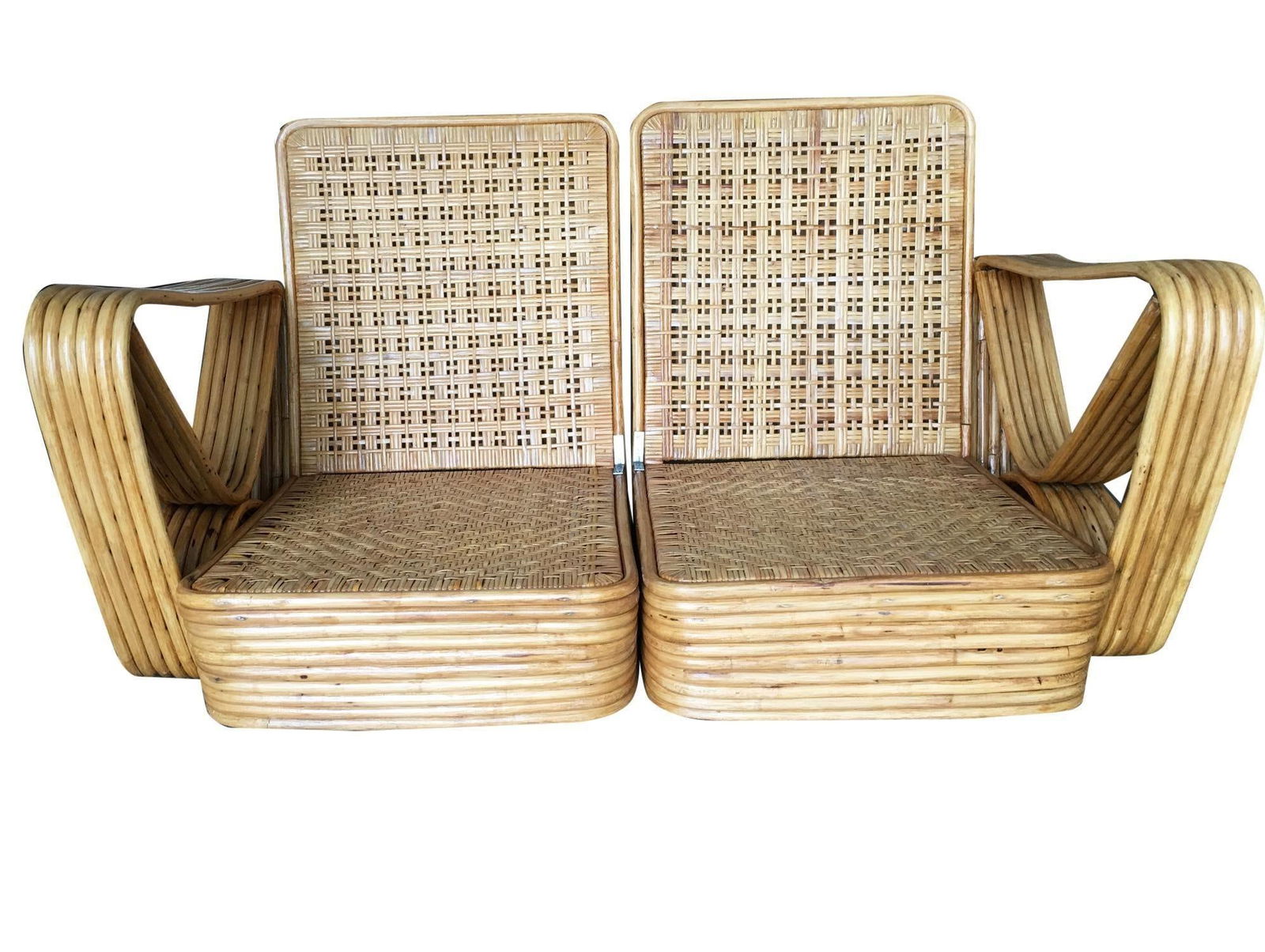 Restored Paul Frankl Six-Strand Wicker Sofa Rattan Living-Room Set with Cushions - 18