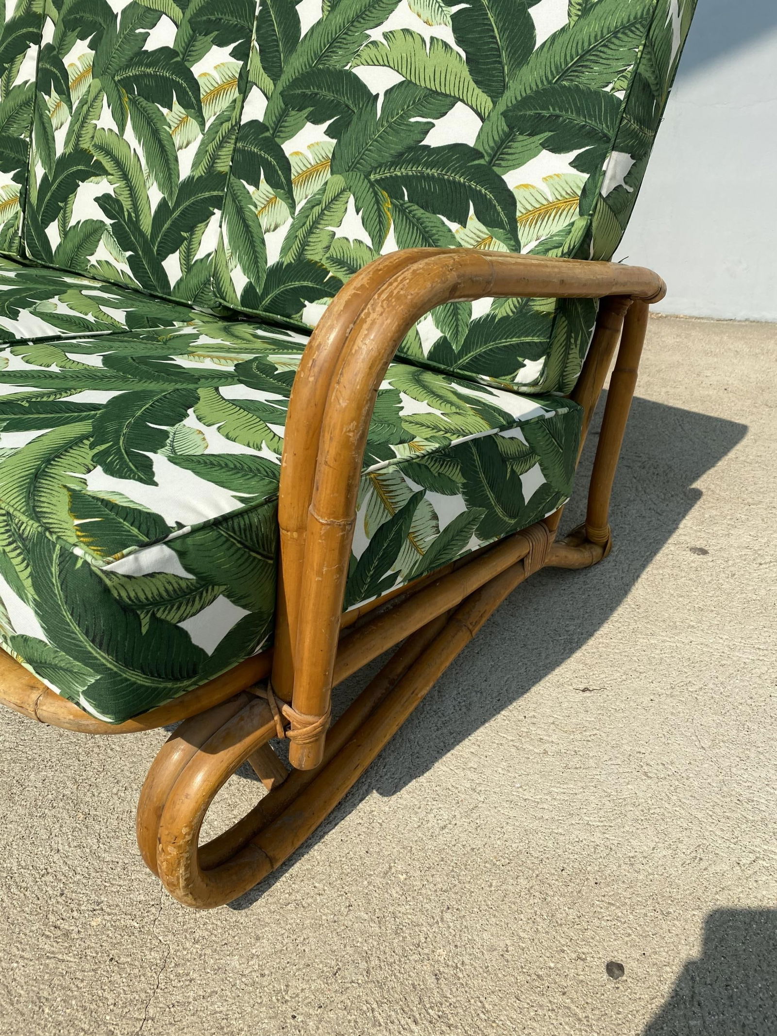 Restored "Hairpin" Leg Rattan 2-Strand 3-Seat Sofa with Bent Pole Arms - 11