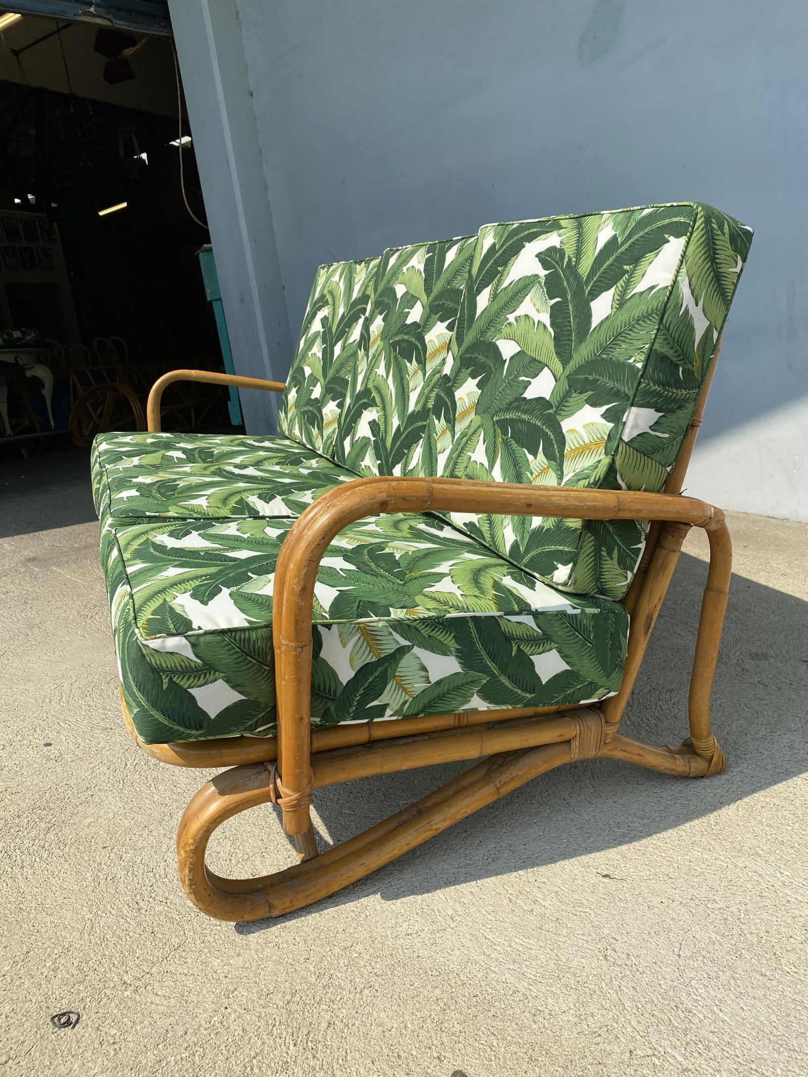 Restored "Hairpin" Leg Rattan 2-Strand 3-Seat Sofa with Bent Pole Arms - 12