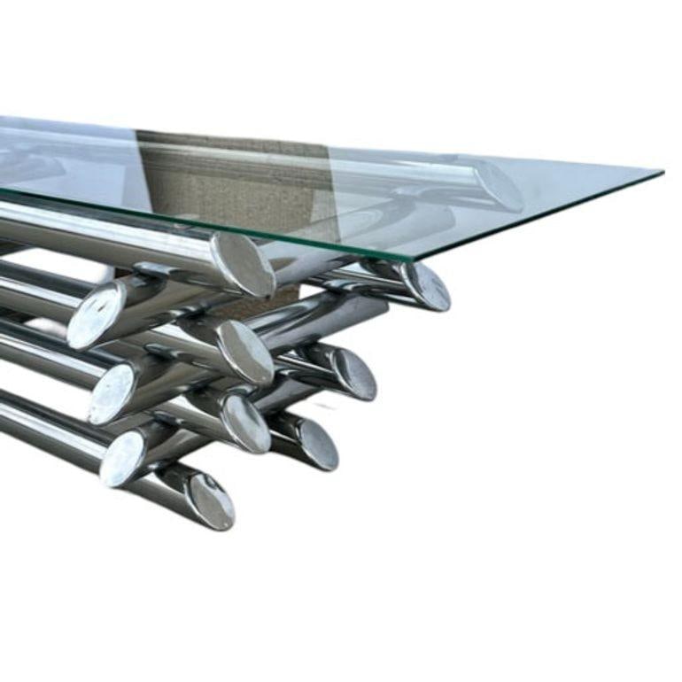 Paul Mayen Style Chrome Tubular Stacked Cocktail Table - 3