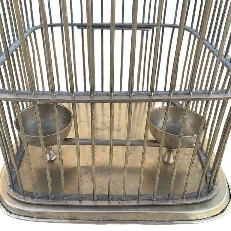 Late Victorian Solid Bronze Wire Eastern Spire Birdcage w/ Pin Lock - 11