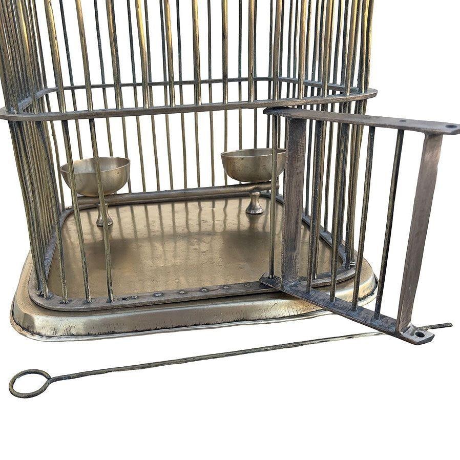 Late Victorian Solid Bronze Wire Eastern Spire Birdcage w/ Pin Lock - 6