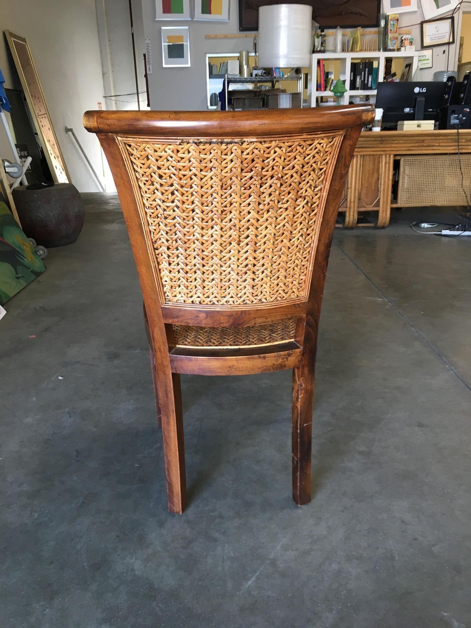 High Style Midcentury Mahogany Dining Chair with Woven Wicker Seat - 13