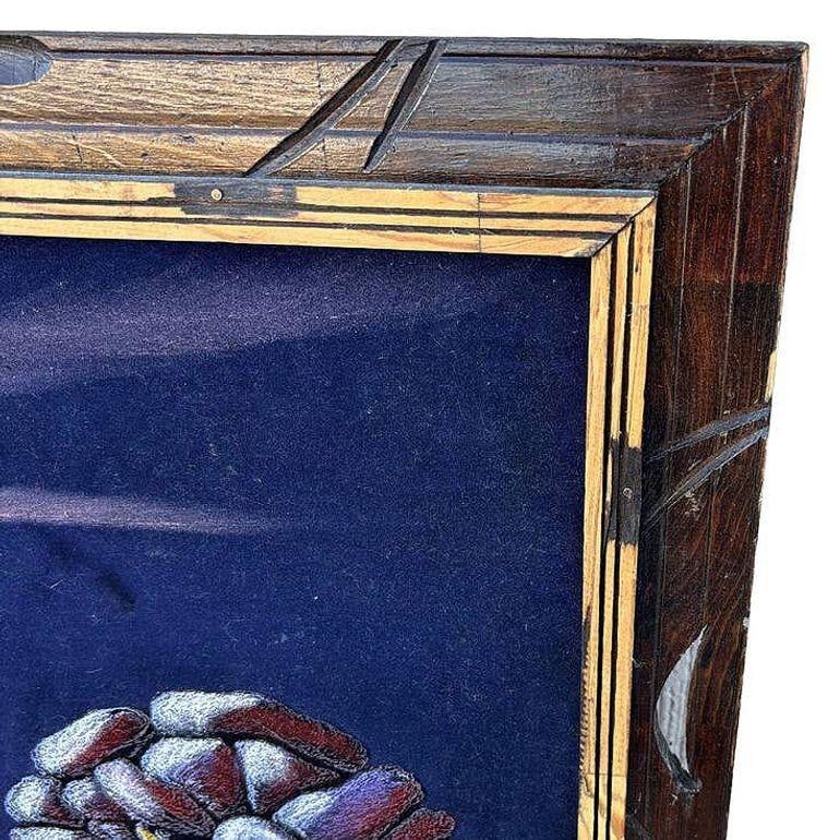 Mid-century Native Archer & Eagle Oil Velvet in Carved Frame by Ernesto Sanchez - 13