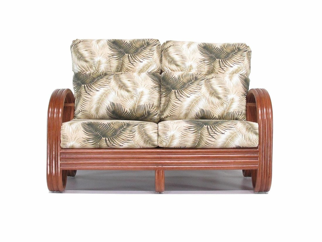 Modernist 3-Strand 3/4 Pretzel "Kauai" Rattan Settee Sofa - 12
