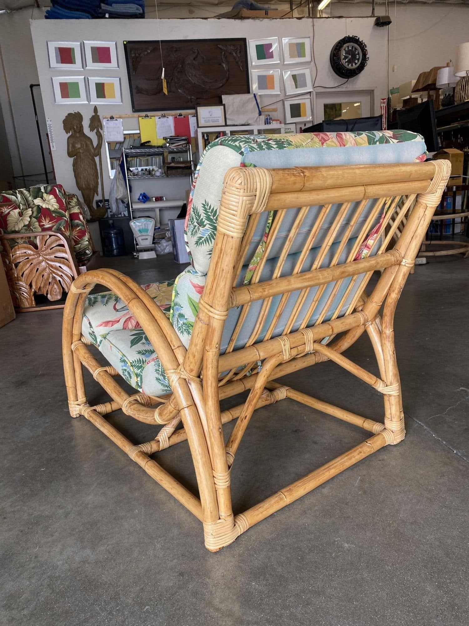 Restored Two-Strand "Half Moon" Rattan Cup Seat Lounge Chair - 14