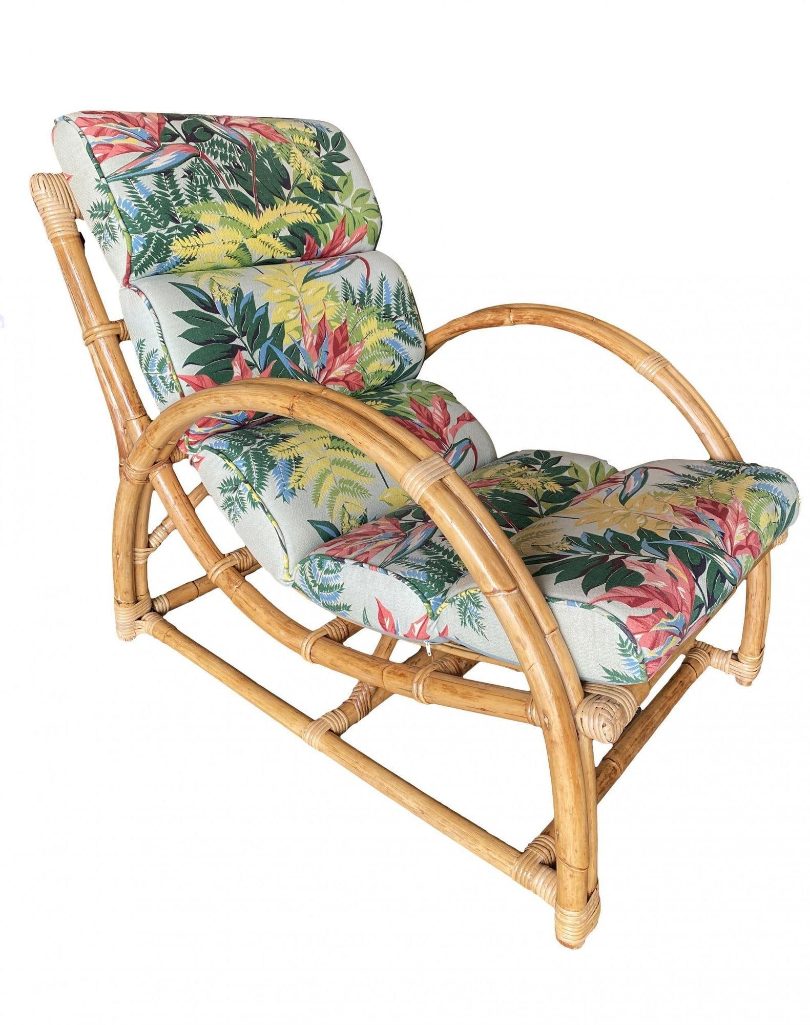 Restored Two-Strand "Half Moon" Rattan Cup Seat Lounge Chair - 16