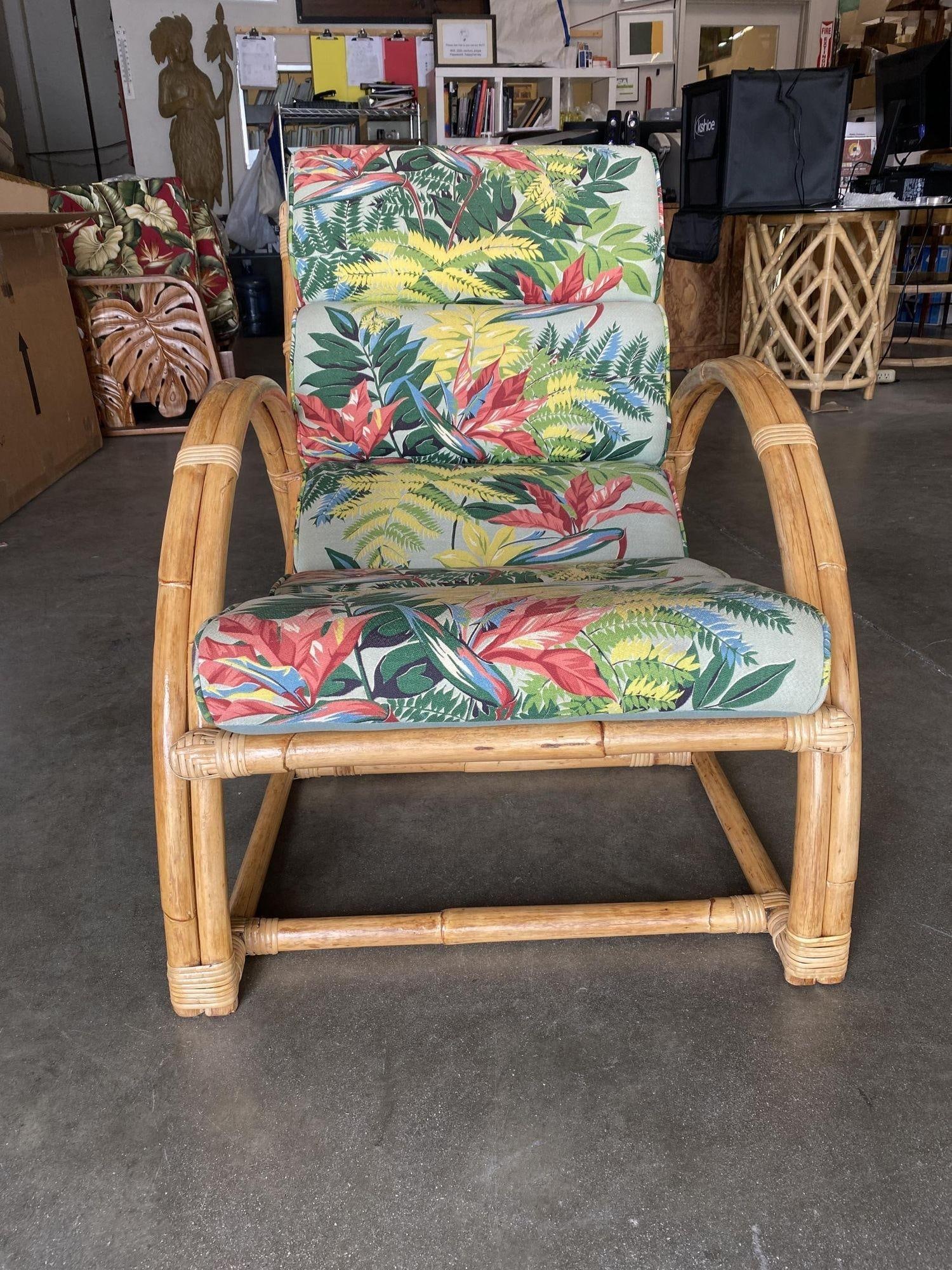 Restored Two-Strand "Half Moon" Rattan Cup Seat Lounge Chair - 20