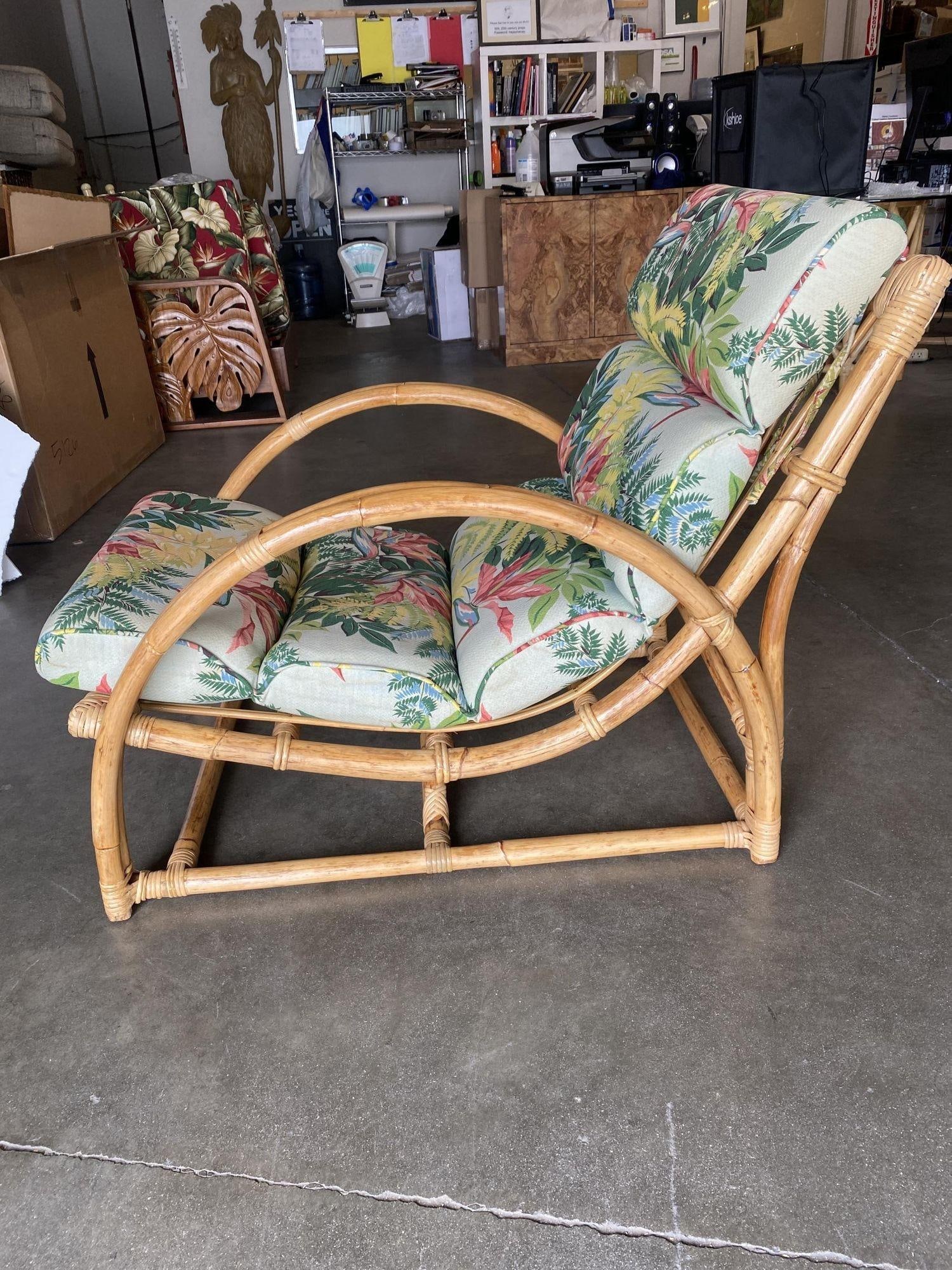Restored Two-Strand "Half Moon" Rattan Cup Seat Lounge Chair - 3