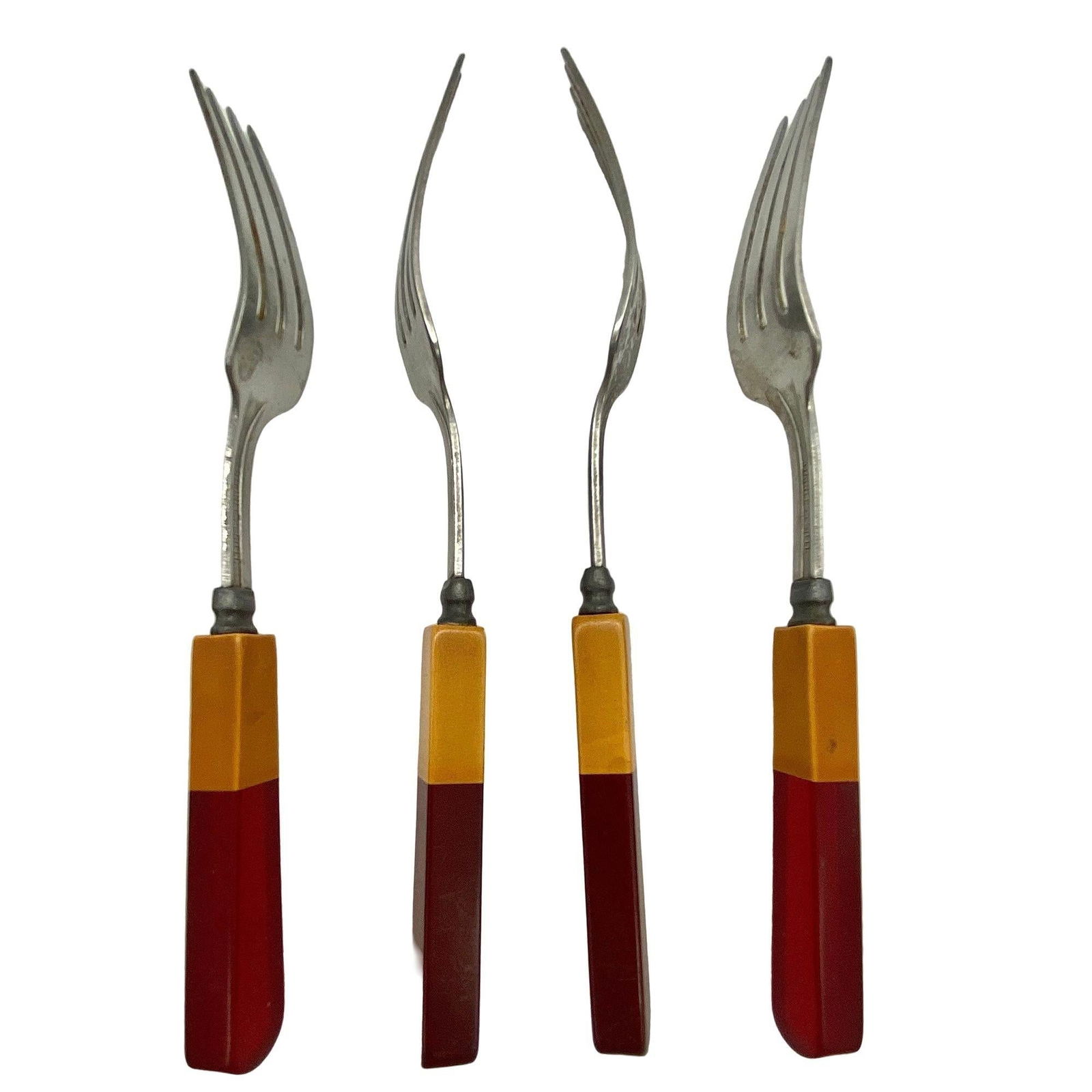 2-Toned Butterscotch, Red, Green Bakelite Stainless Steel Flatware 34 Pieces Set - 20