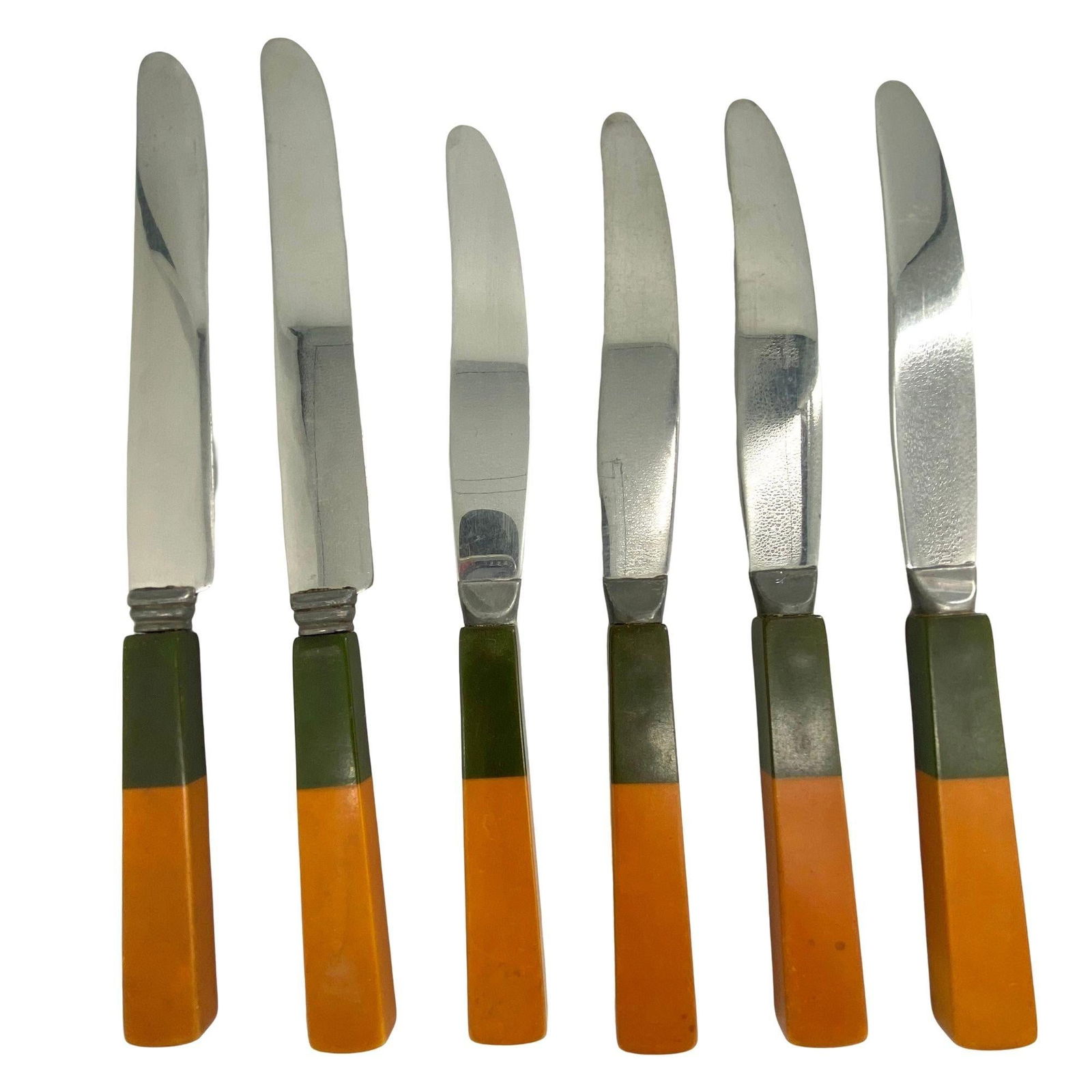 2-Toned Butterscotch, Red, Green Bakelite Stainless Steel Flatware 34 Pieces Set - 4