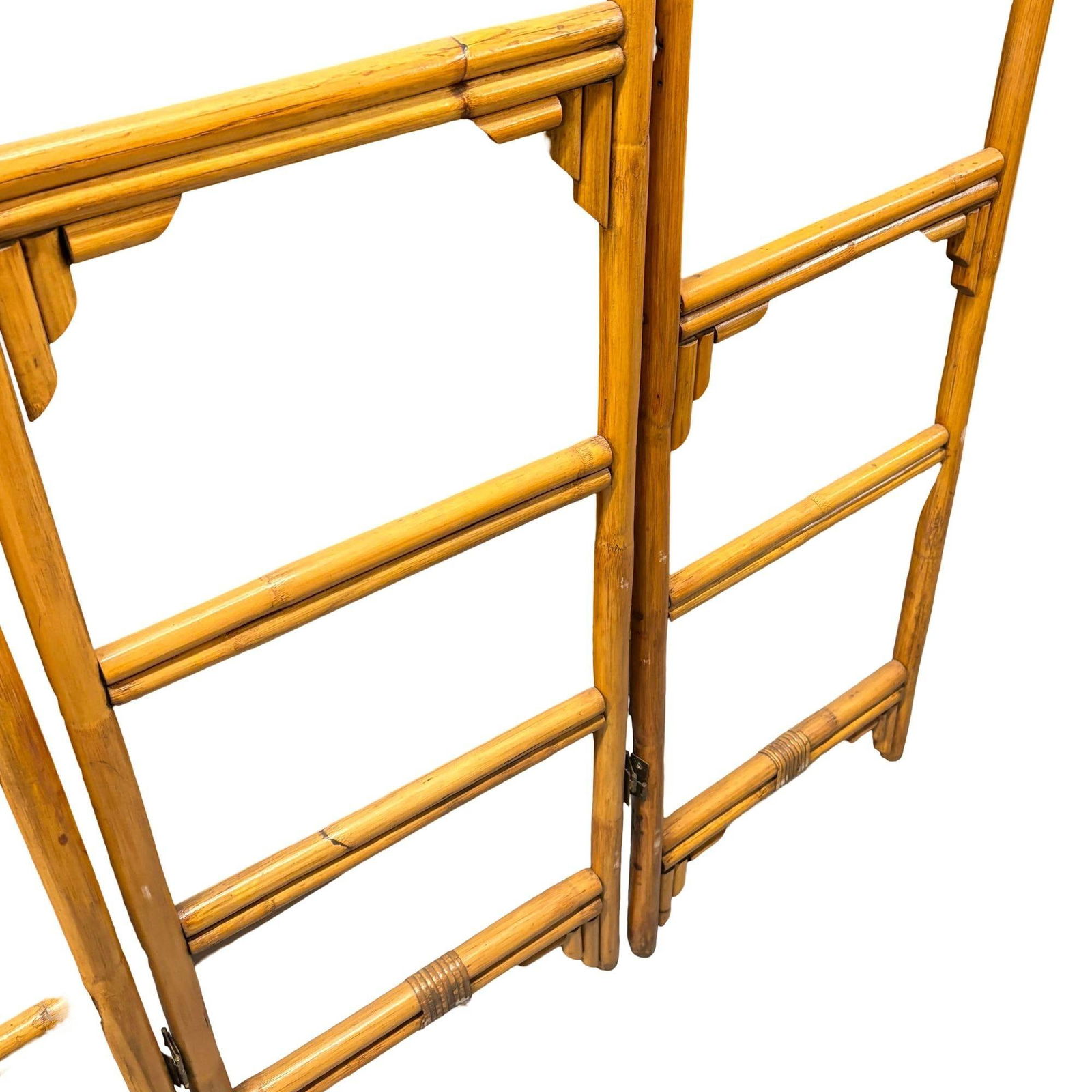 Rattan Room Divider Folding Screen Four Panels - 11