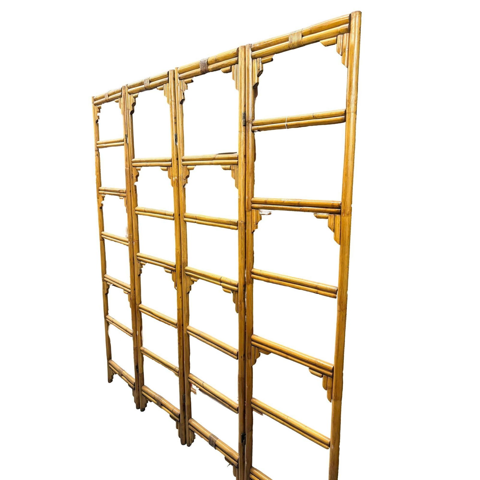 Rattan Room Divider Folding Screen Four Panels - 3