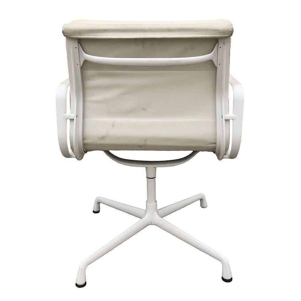 White Eames EA208 Leather Soft Pad Chair by Herman Miller, Set of 4 - 3