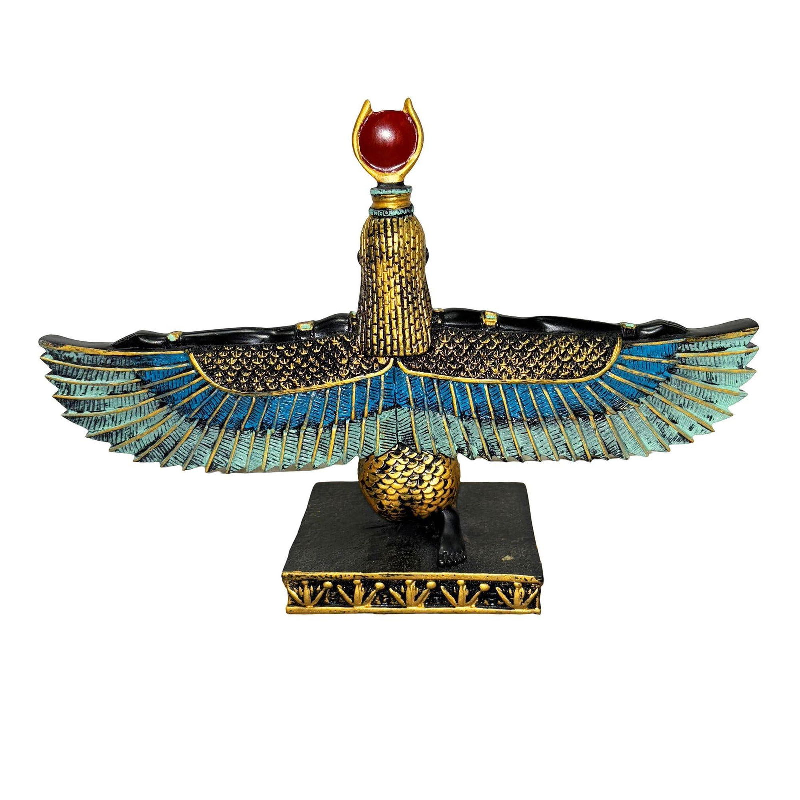 Hand Painted Resin Egyptian Goddess Tabletop Sculpture of Winged Deity Isis - 19