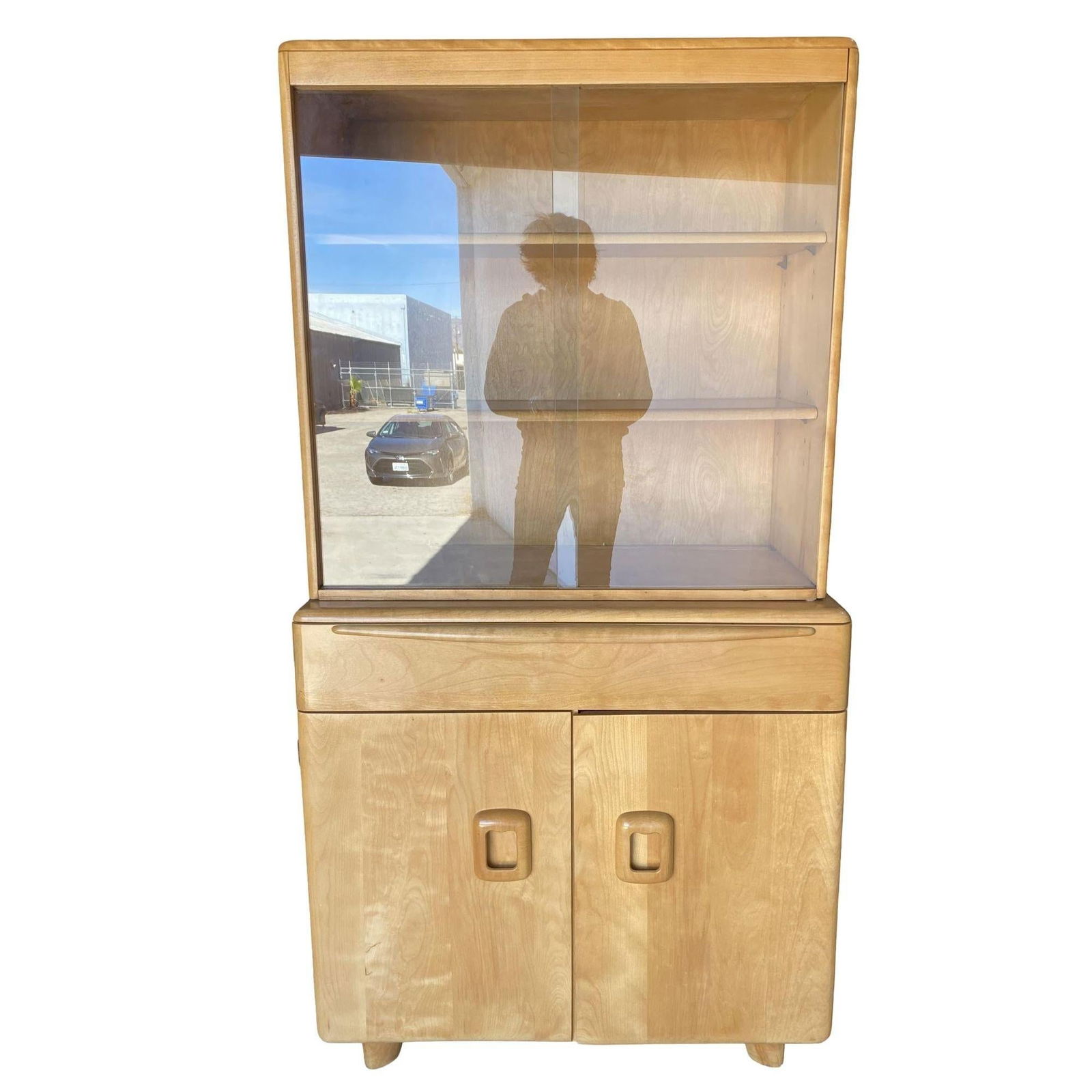 Blond "Encore" Step Back Cupboard China Cabinet Etagere by Heywood Wakefield - 8