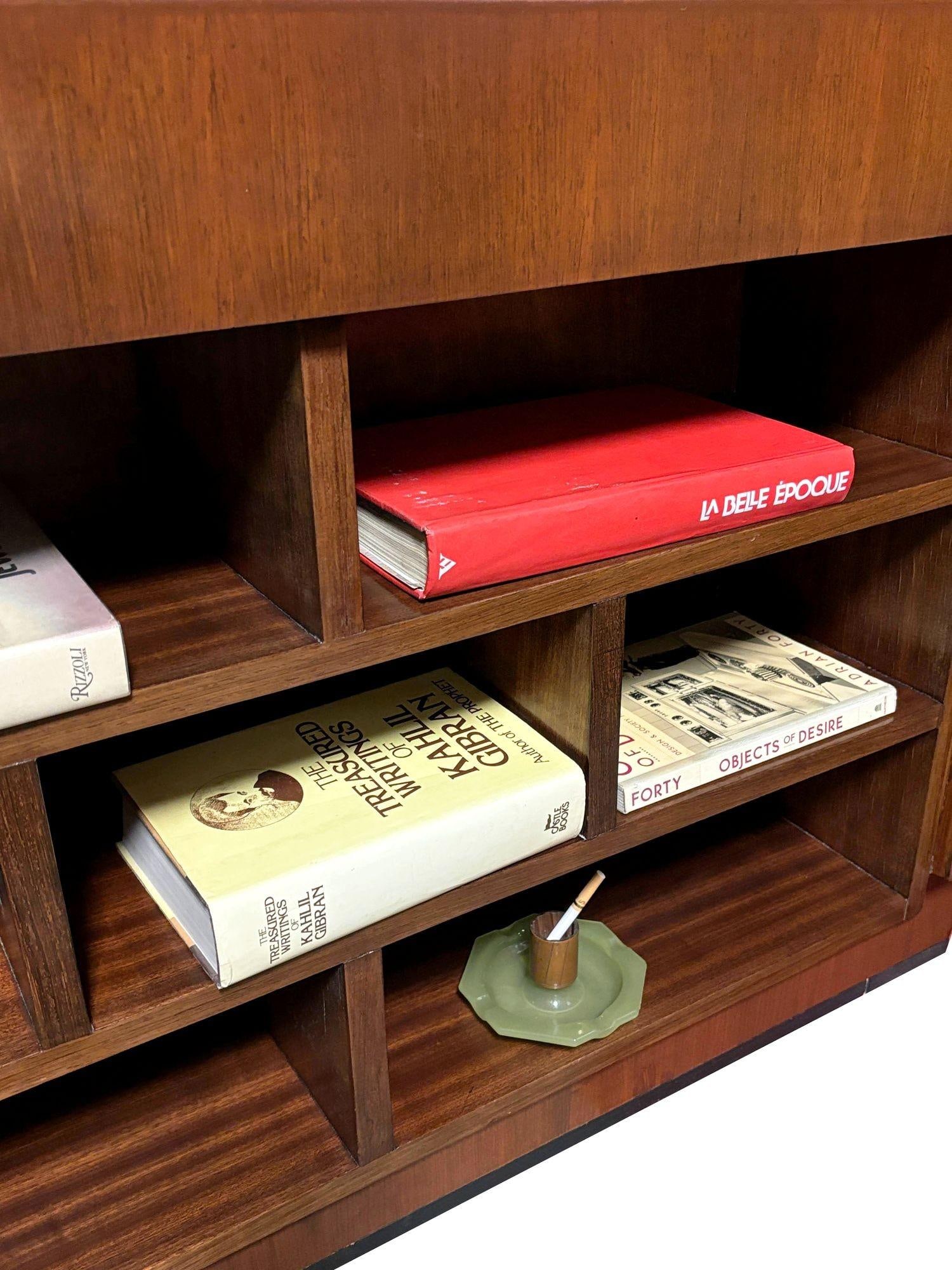 1930s Restored French Art Deco Mahogany and Chrome Executive Desk w/ Bookshelves - 9
