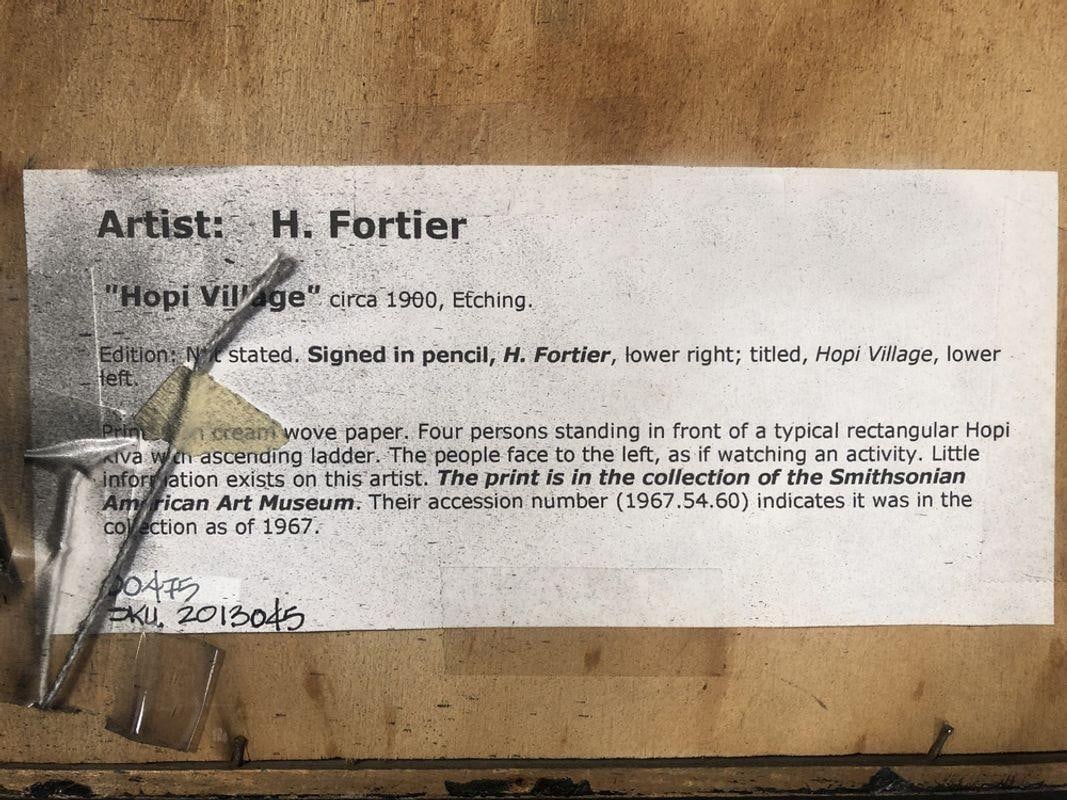 Vintage Etching of Hopi Village by Kiva H. Fortier - 6