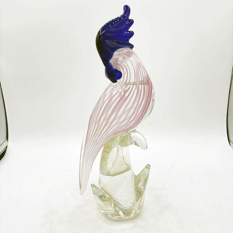 Mid-century Murano Gold Fleck Multicolored Art Glass Cockatoo Scultpure - 14