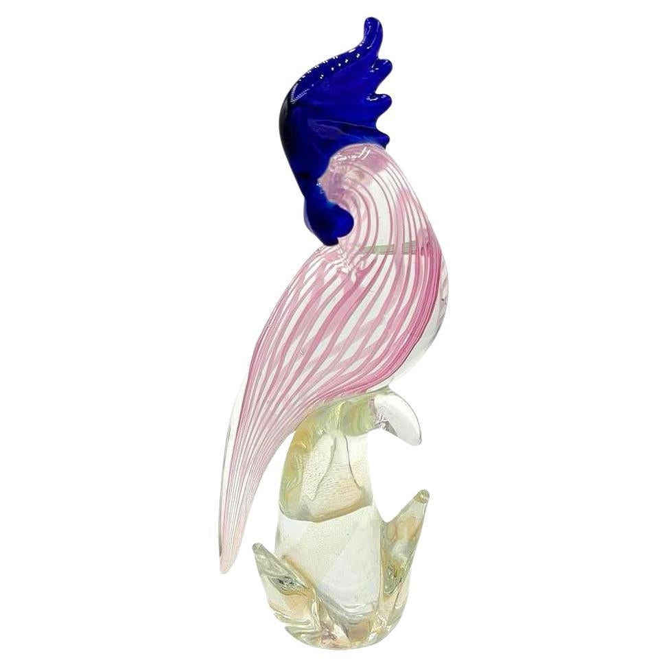 Mid-century Murano Gold Fleck Multicolored Art Glass Cockatoo Scultpure - 7