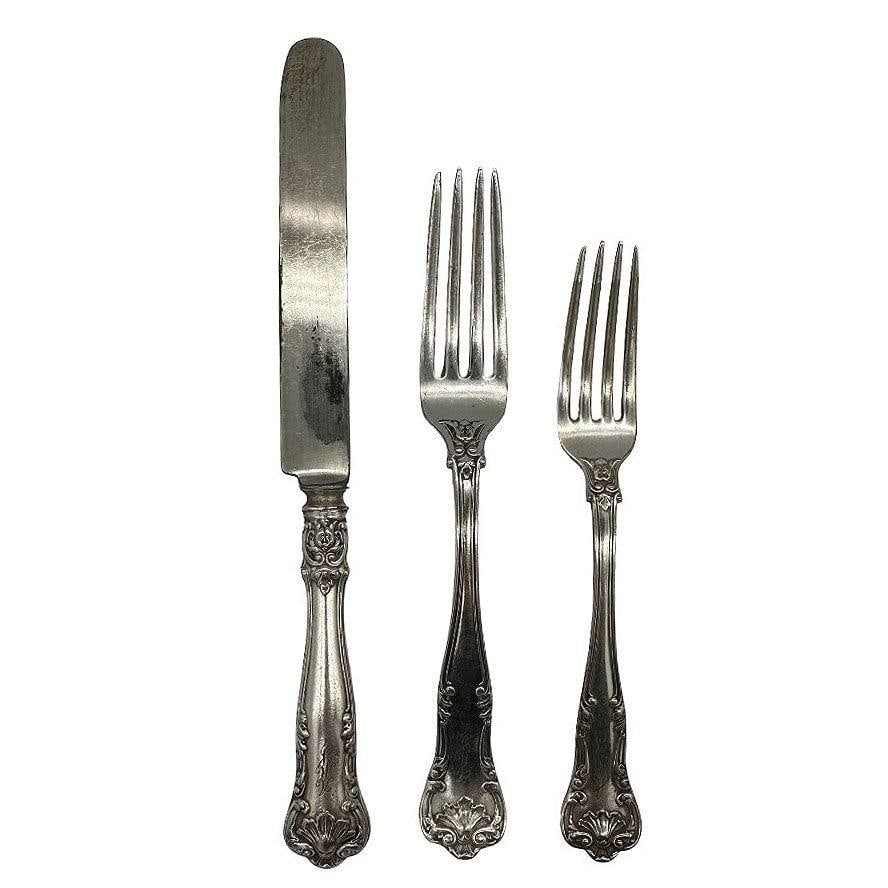 Edwardian "Regent" 16 piece Fork/Knife Silver Plate Silverware Set by Gorham - 9