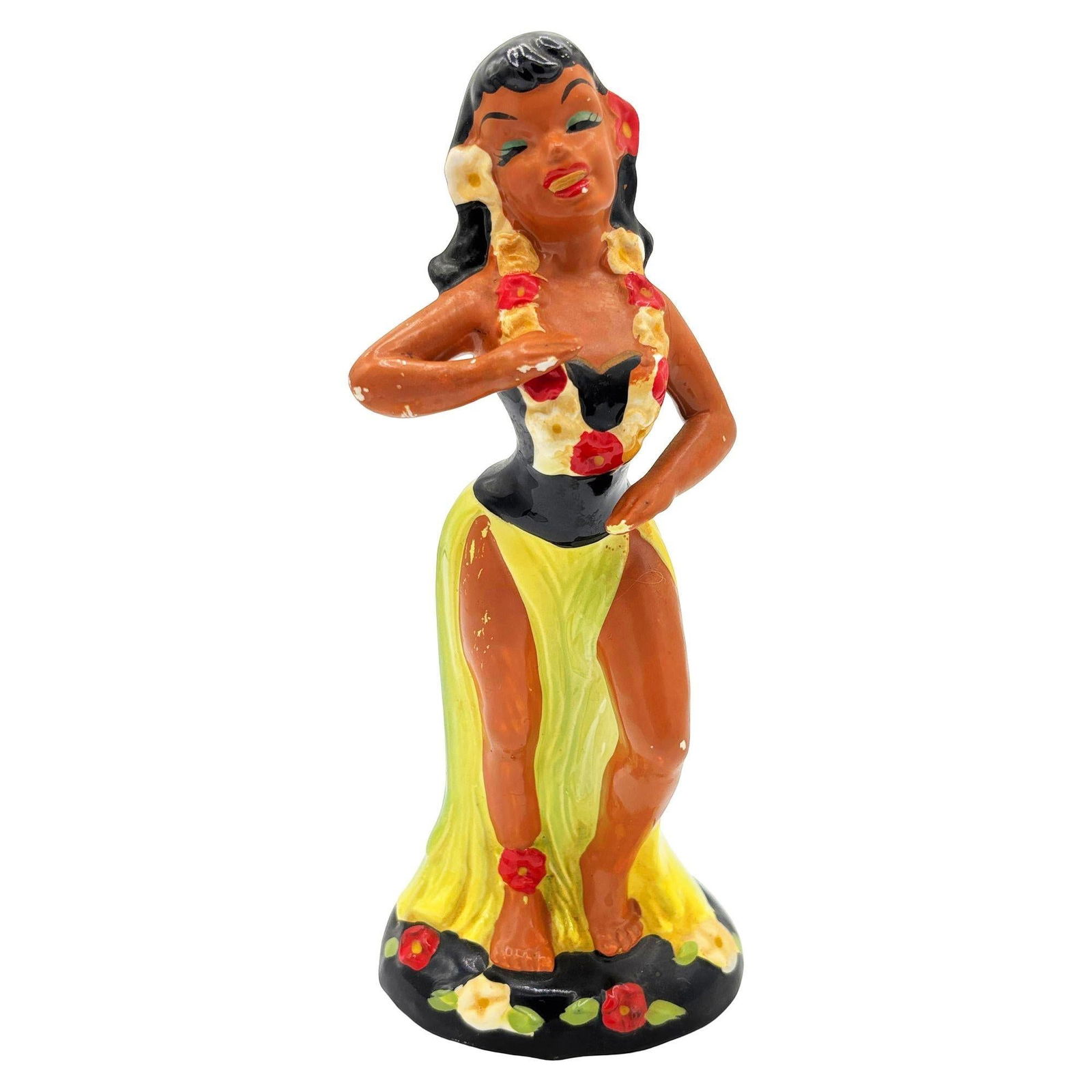 Hawaiian Hula Girl & Ukulele Player Ceramic Statue Set by Kreiss Company - 11