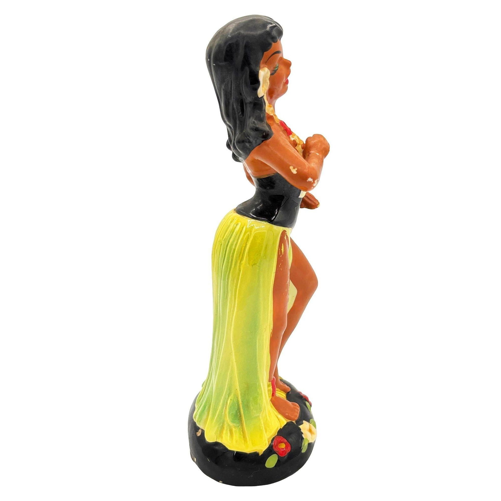 Hawaiian Hula Girl & Ukulele Player Ceramic Statue Set by Kreiss Company - 12