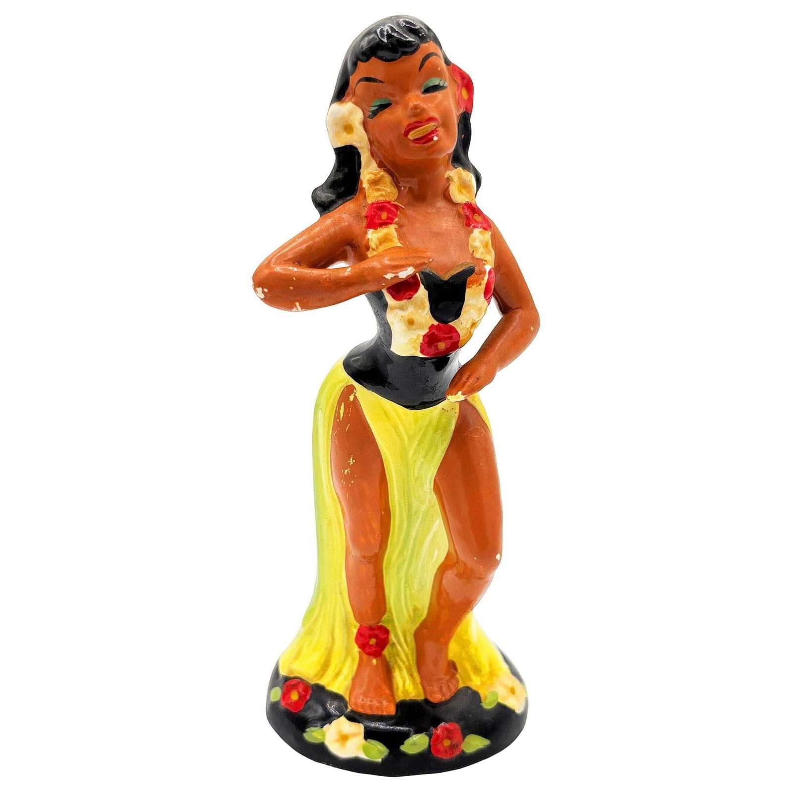 Hawaiian Hula Girl & Ukulele Player Ceramic Statue Set by Kreiss Company - 9