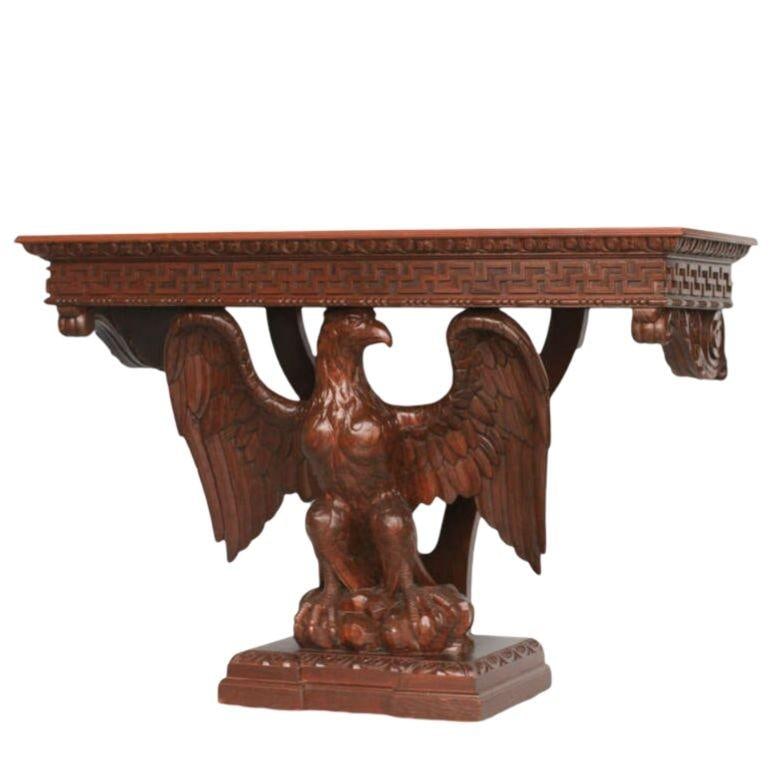 American Neoclassical Hand-Carved Eagle Console Table - 9