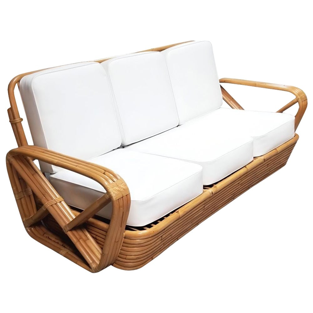 Paul T. Frankl 4-Strand Square Pretzel Round-Back 3-Seat Sofa: Title: Paul T. Frankl 4-Strand Square Pretzel Round-Back 3-Seat Sofa Description: This rare, museum-quality four-strand square pretzel round-back three-seat sofa was designed by Paul T. Frankl using