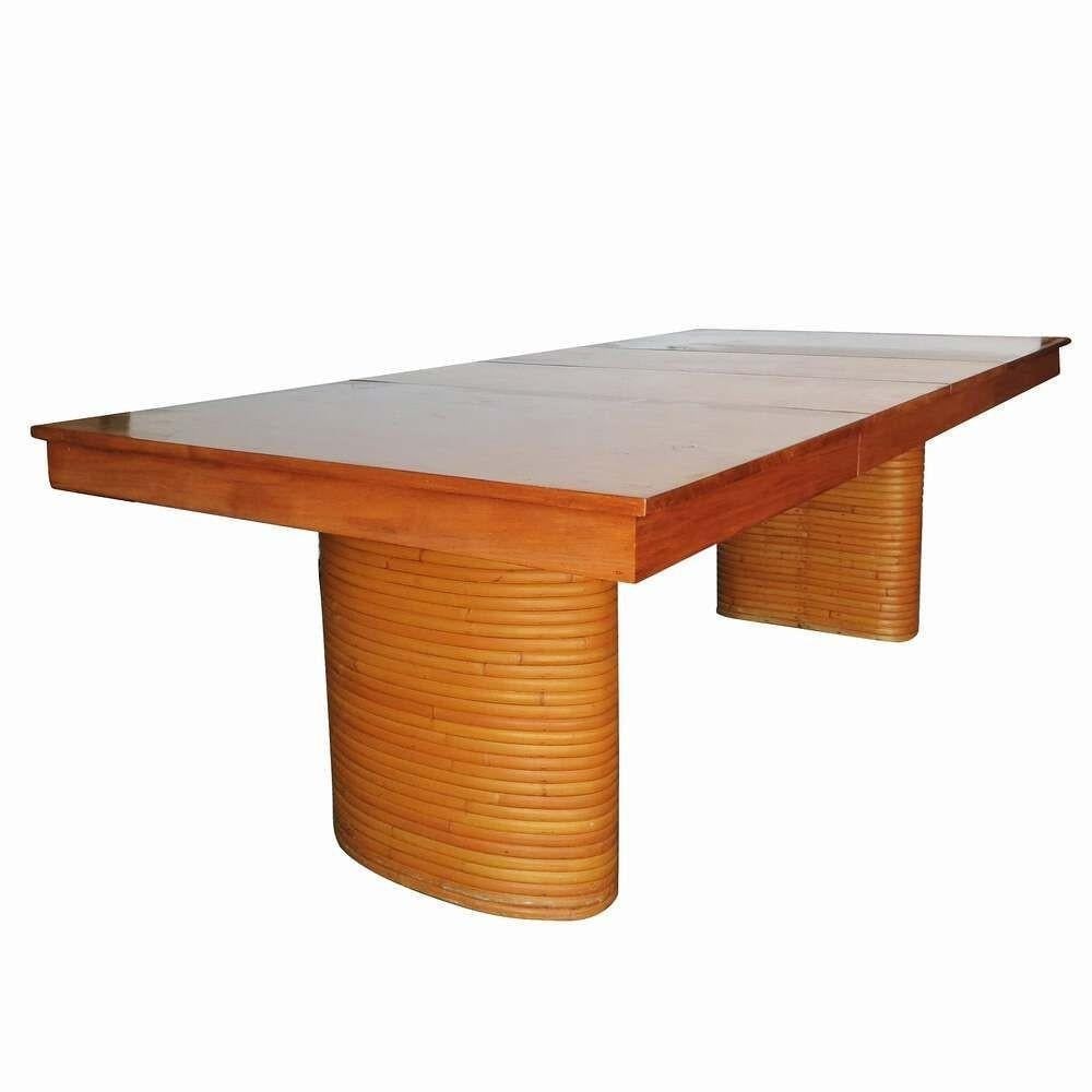 Restored Rattan & Mahogany Table/Chairs Dining Set with Sideboard - 17