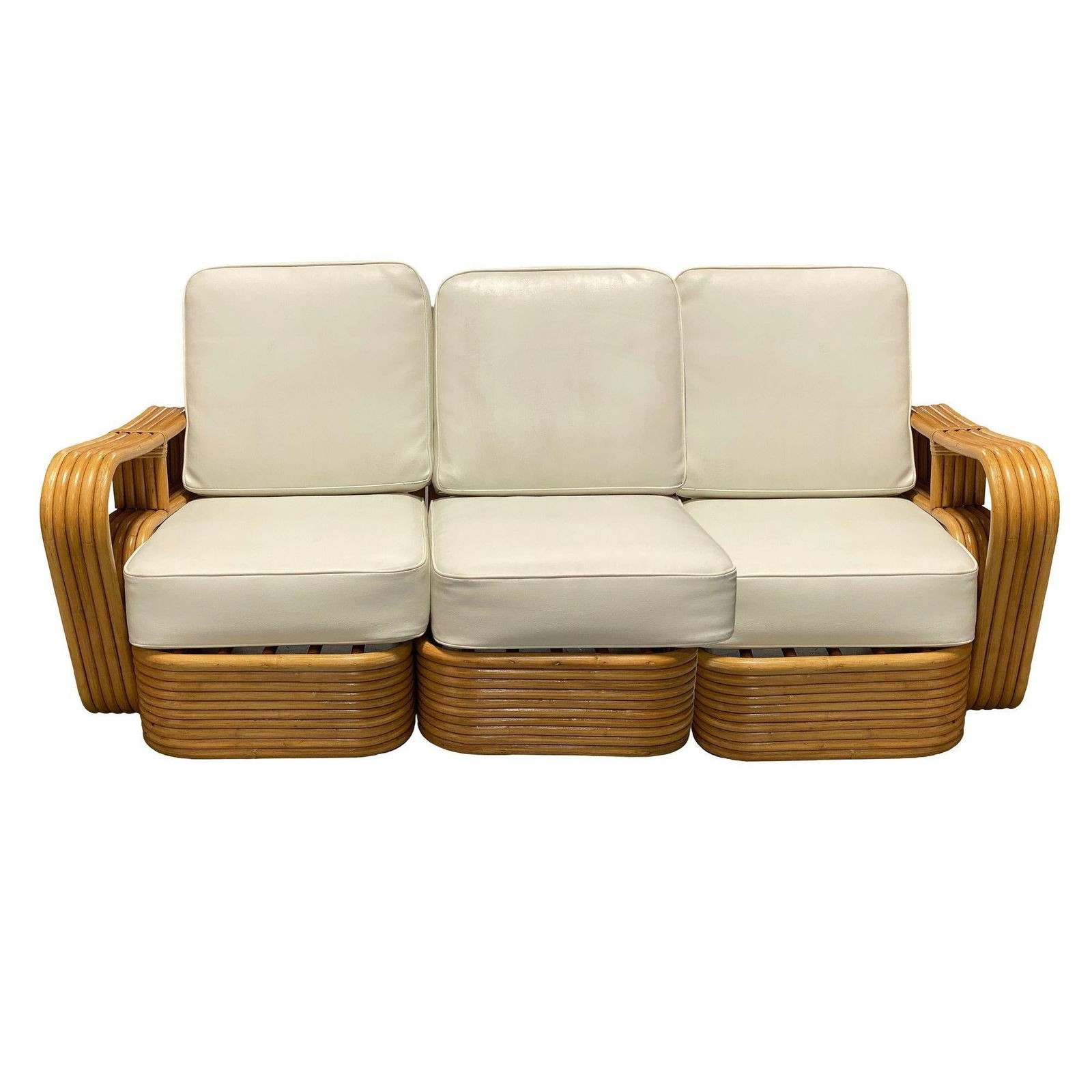 Restored 5-Strand Rattan "Double-Speed" Arm Sofa & Lounge Chair Living Room Set - 9