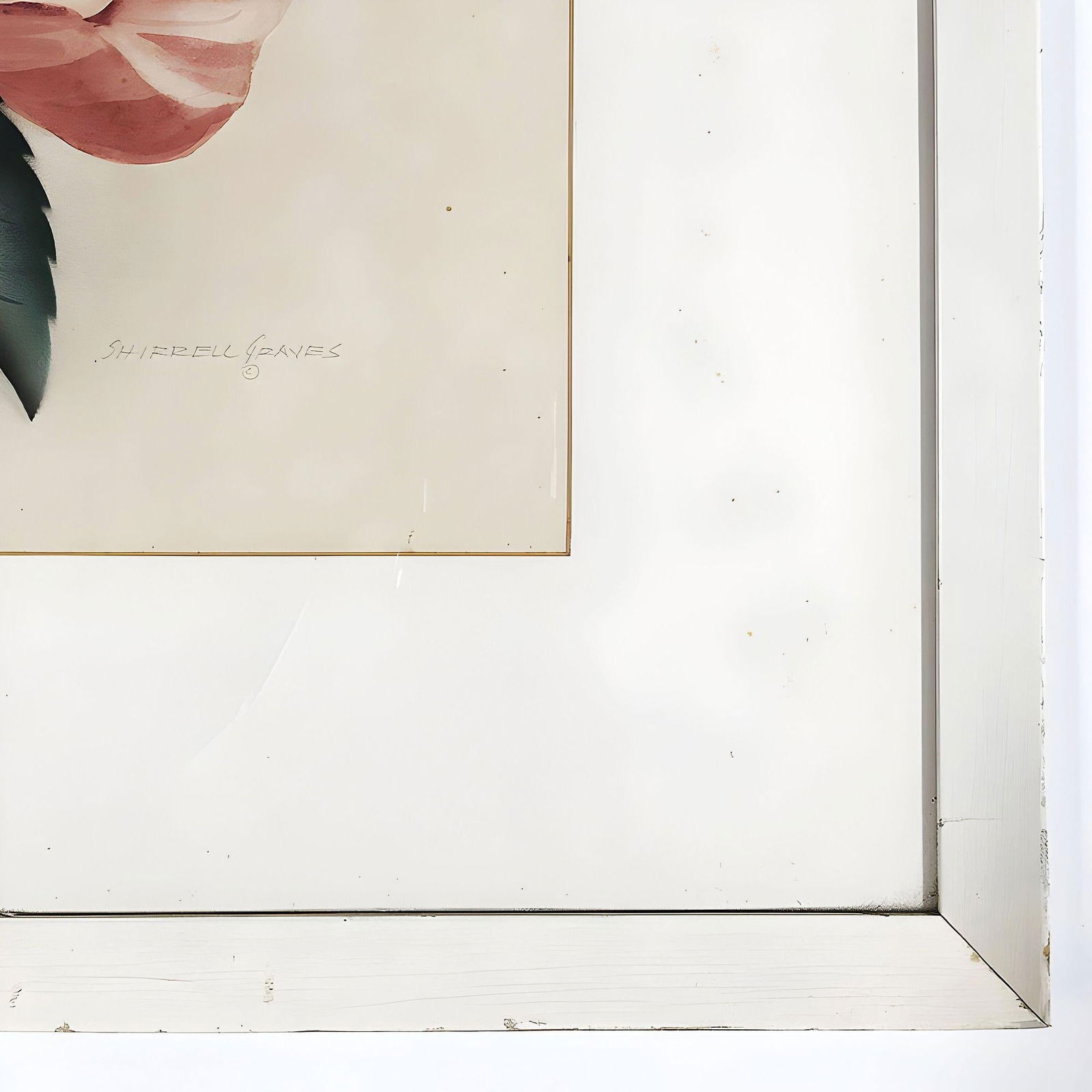 Pink Hibiscus Watercolor Painting on Paper Signed by Shirrell Graves, Framed - 5