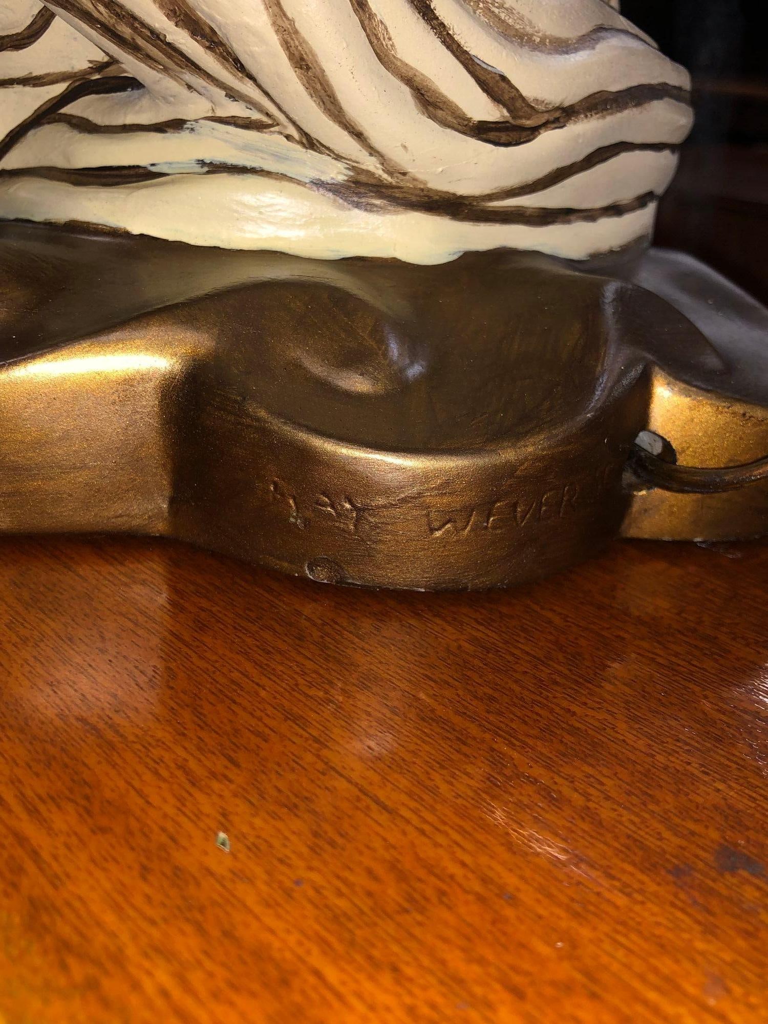 Mid-Century Female Bust Chalkware Lamp - 6