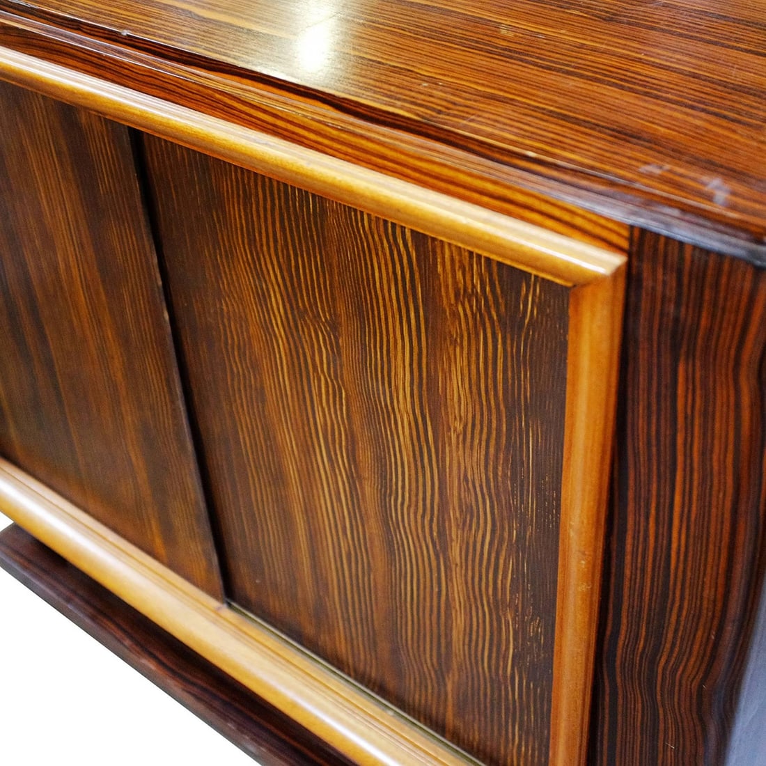 French Art Moderne Deco Macassar Ebony Credenza w/ Combed Wood Door - 19
