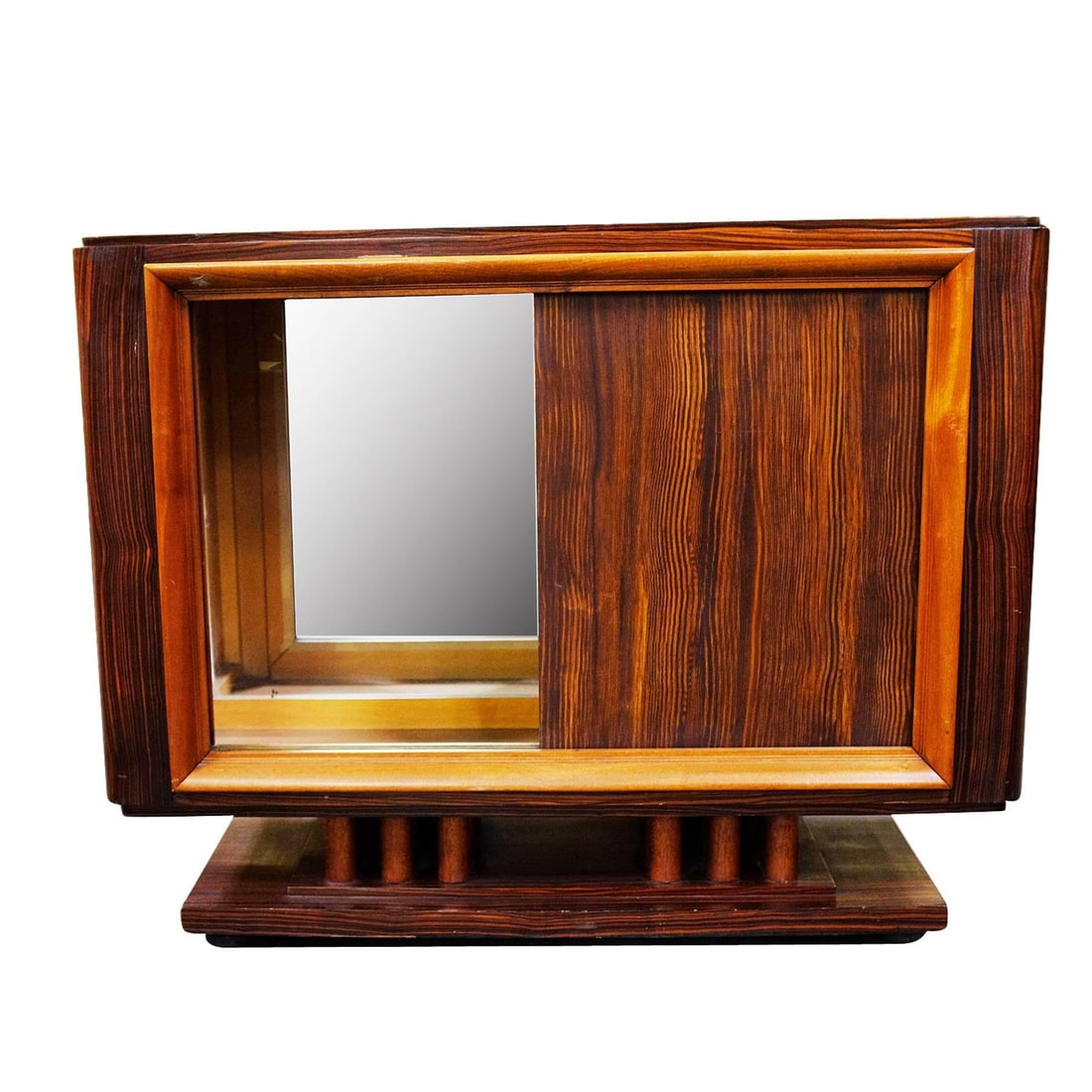 French Art Moderne Deco Macassar Ebony Credenza w/ Combed Wood Door - 3