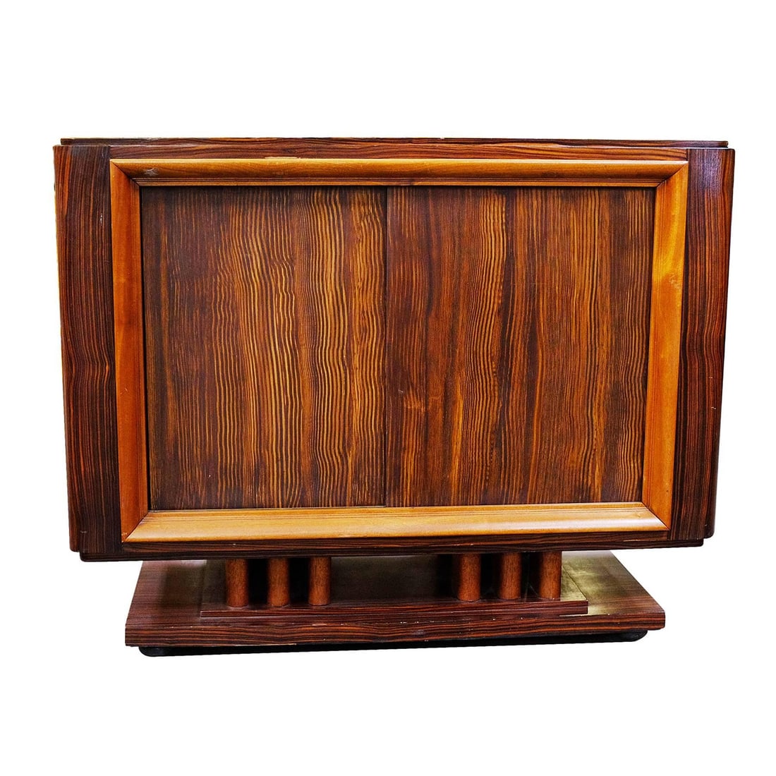 French Art Moderne Deco Macassar Ebony Credenza w/ Combed Wood Door - 8